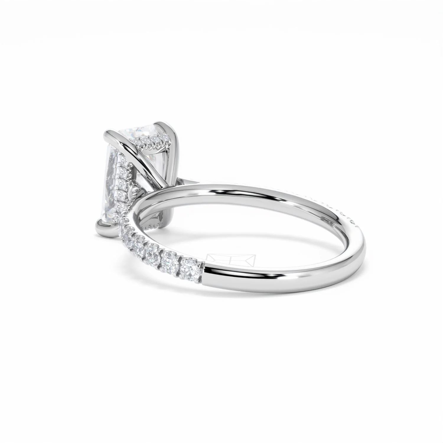 Amora Radiant 2.00ct Hidden Halo Lab Diamond Engagement Ring With Side Stones Set in Platinum - Image 59