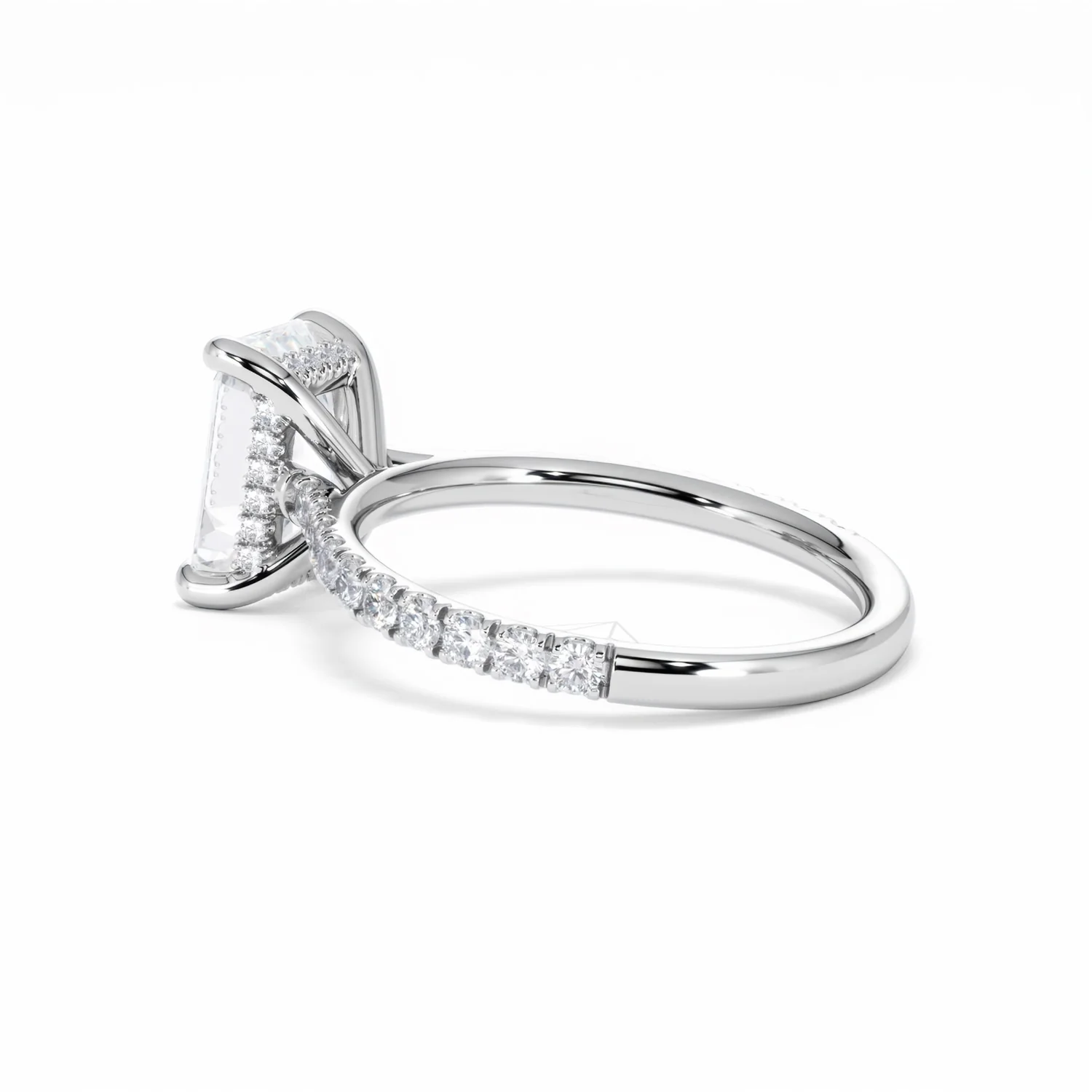 Amora Radiant 2.00ct Hidden Halo Lab Diamond Engagement Ring With Side Stones Set in Platinum - Image 63