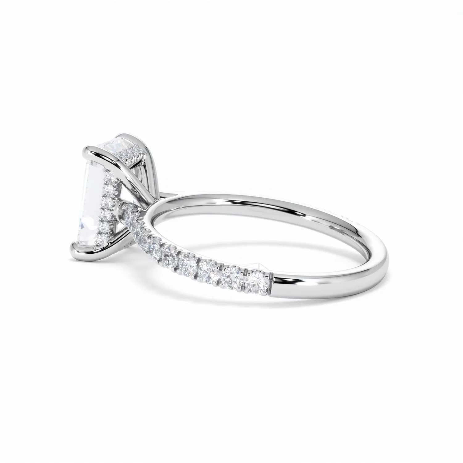 Amora Radiant 2.00ct Hidden Halo Lab Diamond Engagement Ring With Side Stones Set in Platinum - Image 64