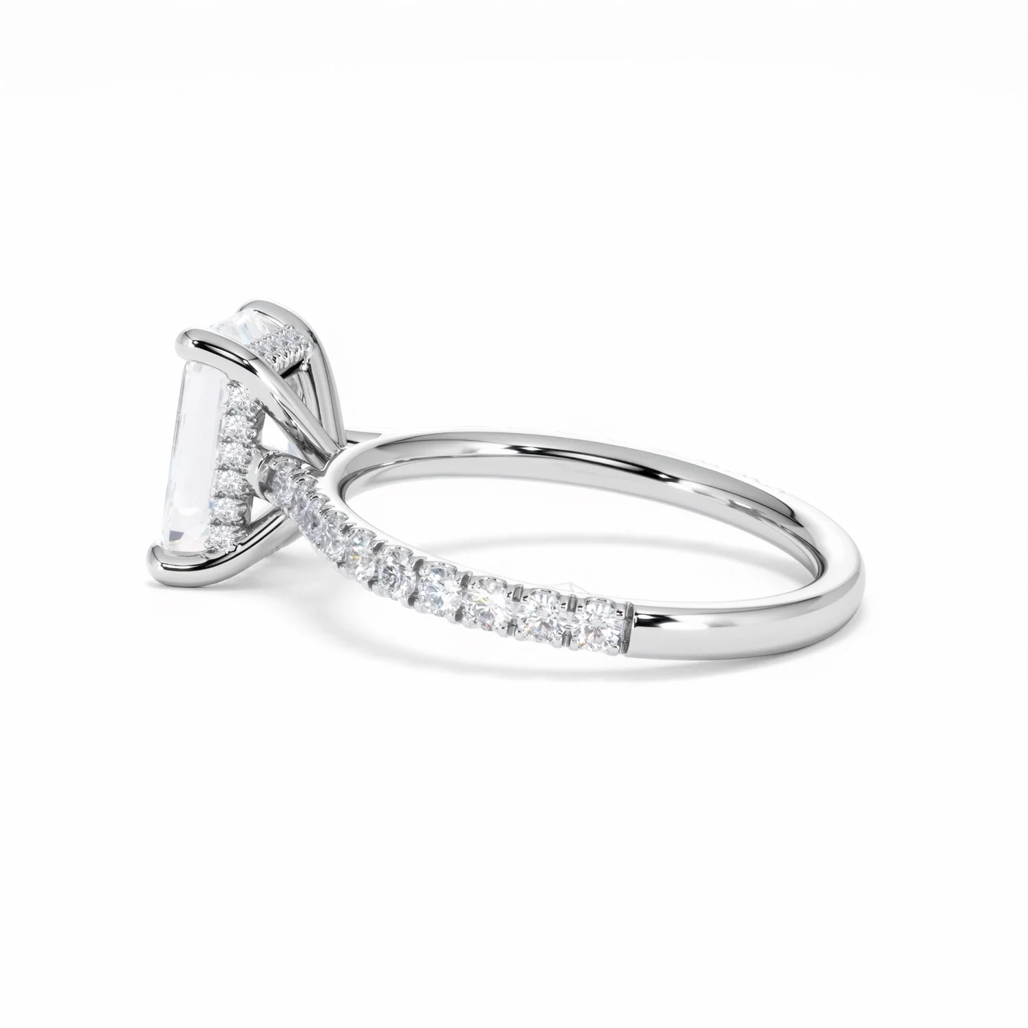 Amora Radiant 2.00ct Hidden Halo Lab Diamond Engagement Ring With Side Stones Set in Platinum - Image 65