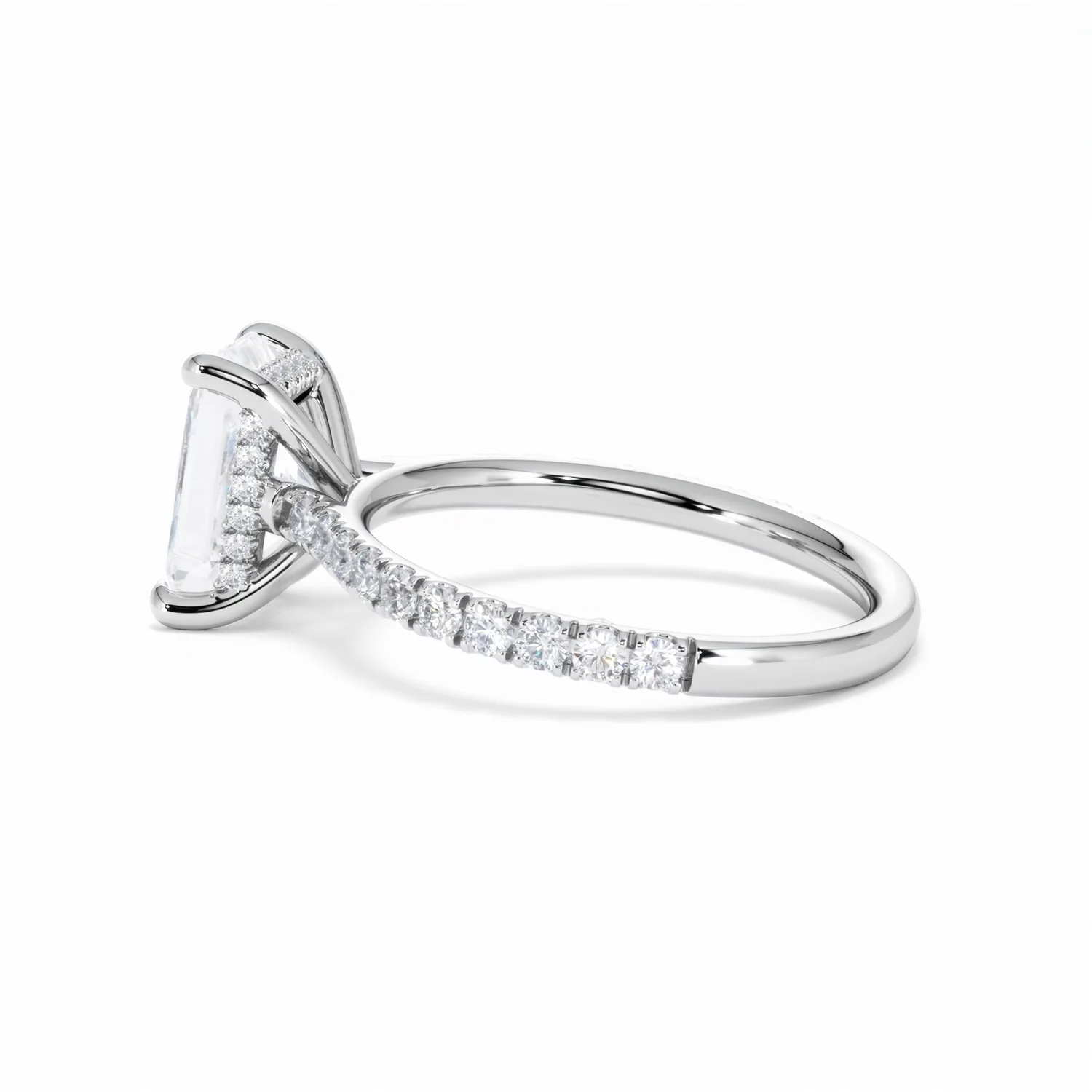 Amora Radiant 2.00ct Hidden Halo Lab Diamond Engagement Ring With Side Stones Set in Platinum - Image 66