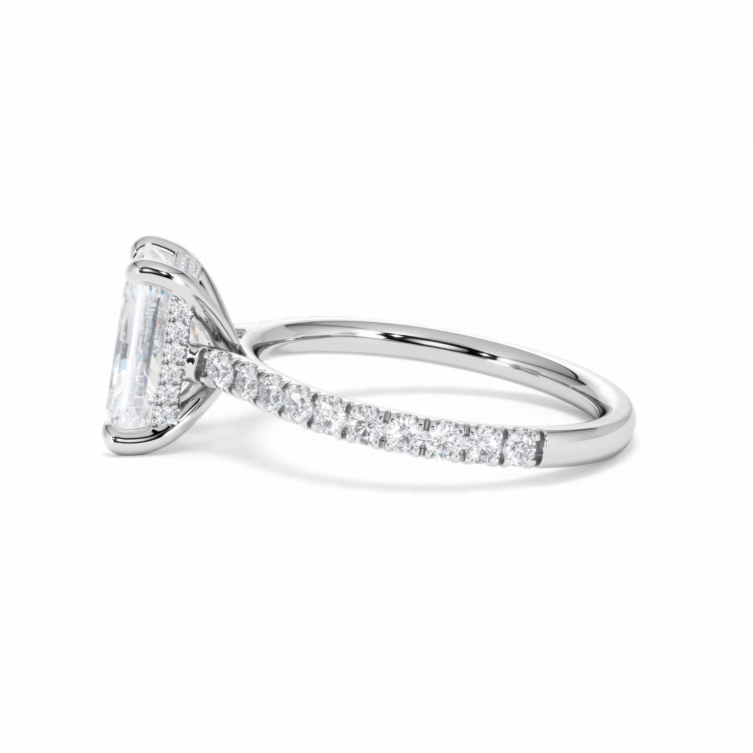 Amora Radiant 2.00ct Hidden Halo Lab Diamond Engagement Ring With Side Stones Set in Platinum - Image 70