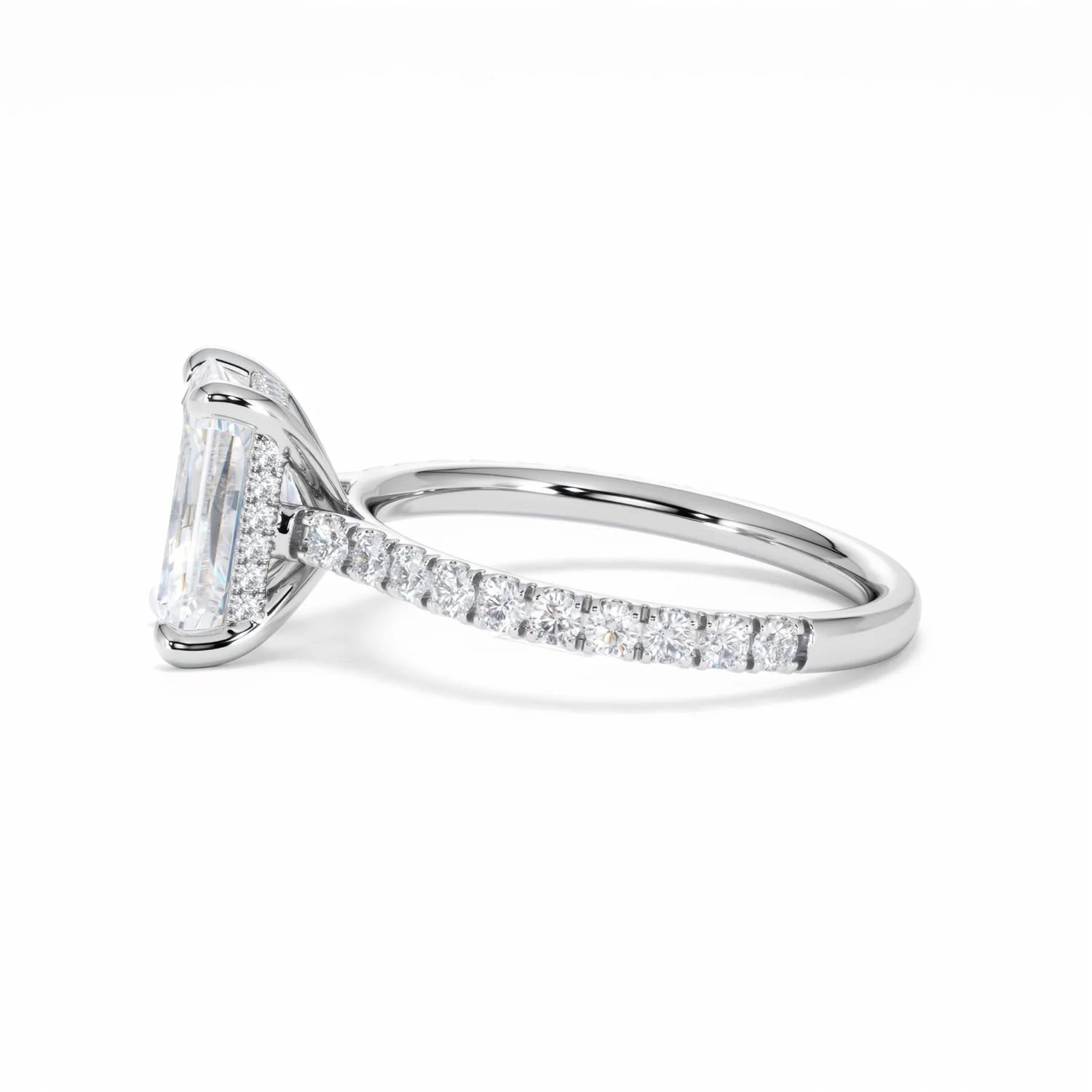 Amora Radiant 2.00ct Hidden Halo Lab Diamond Engagement Ring With Side Stones Set in Platinum - Image 71