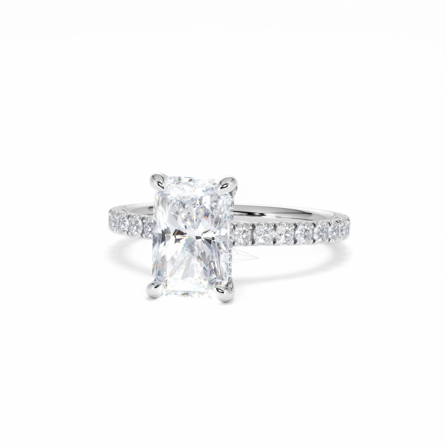 Amora Radiant 2.00ct Hidden Halo Lab Diamond Engagement Ring With Side Stones Set in Platinum - Image 87
