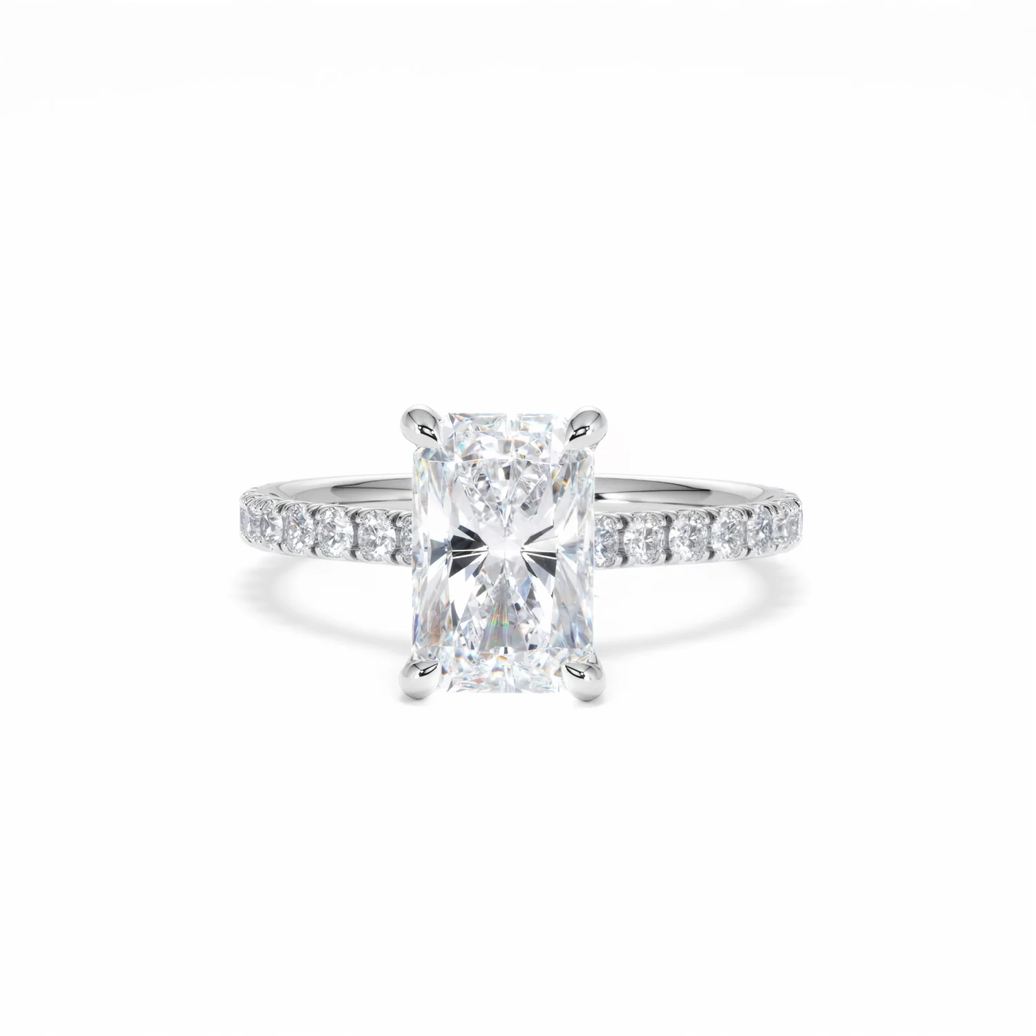 Amora Radiant 2.00ct Hidden Halo Lab Diamond Engagement Ring With Side Stones Set in Platinum - Image 89