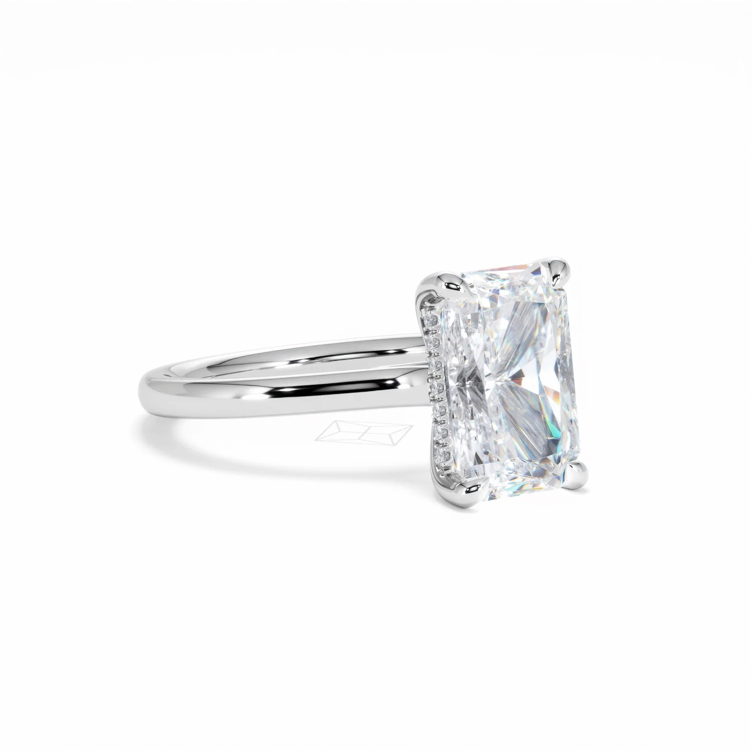 Amora Radiant 3.00ct Hidden Halo Lab Diamond Engagement Ring G/VS1 Set in 18K White Gold - Image 15