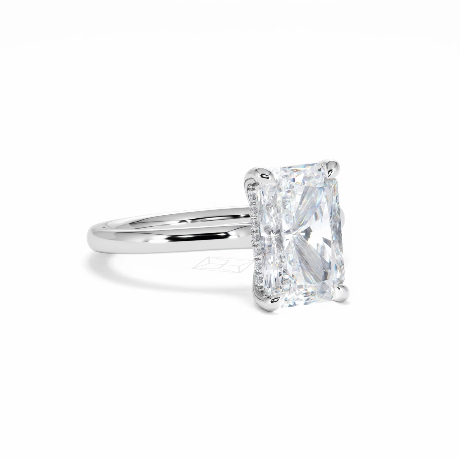Amora Radiant 3.00ct Hidden Halo Lab Diamond Engagement Ring G/VS1 Set in Platinum - Image 14