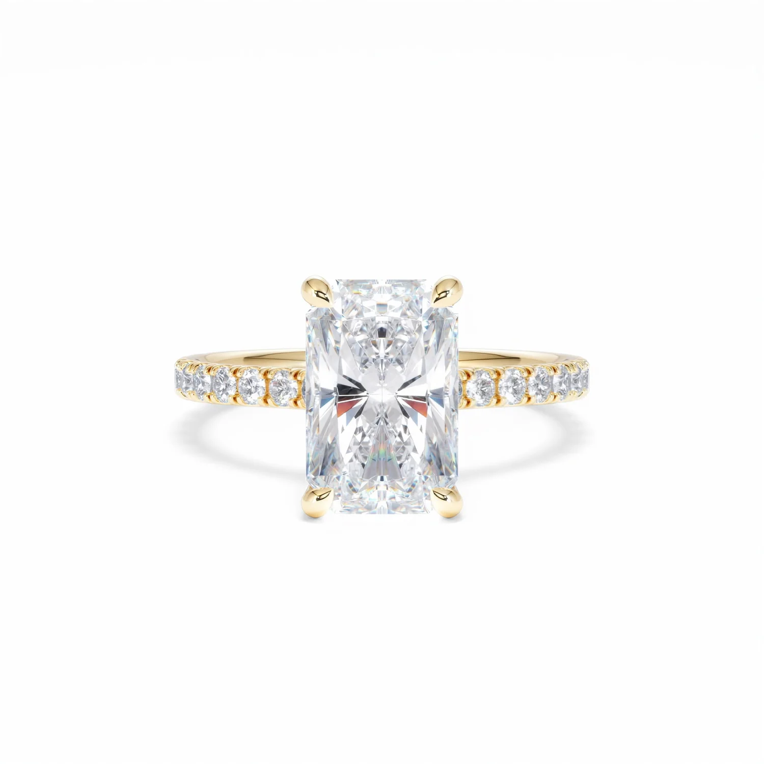 Amora Radiant 3.00ct Hidden Halo Lab Diamond Engagement Ring With Side Stones Set in 18K Gold - Image 10