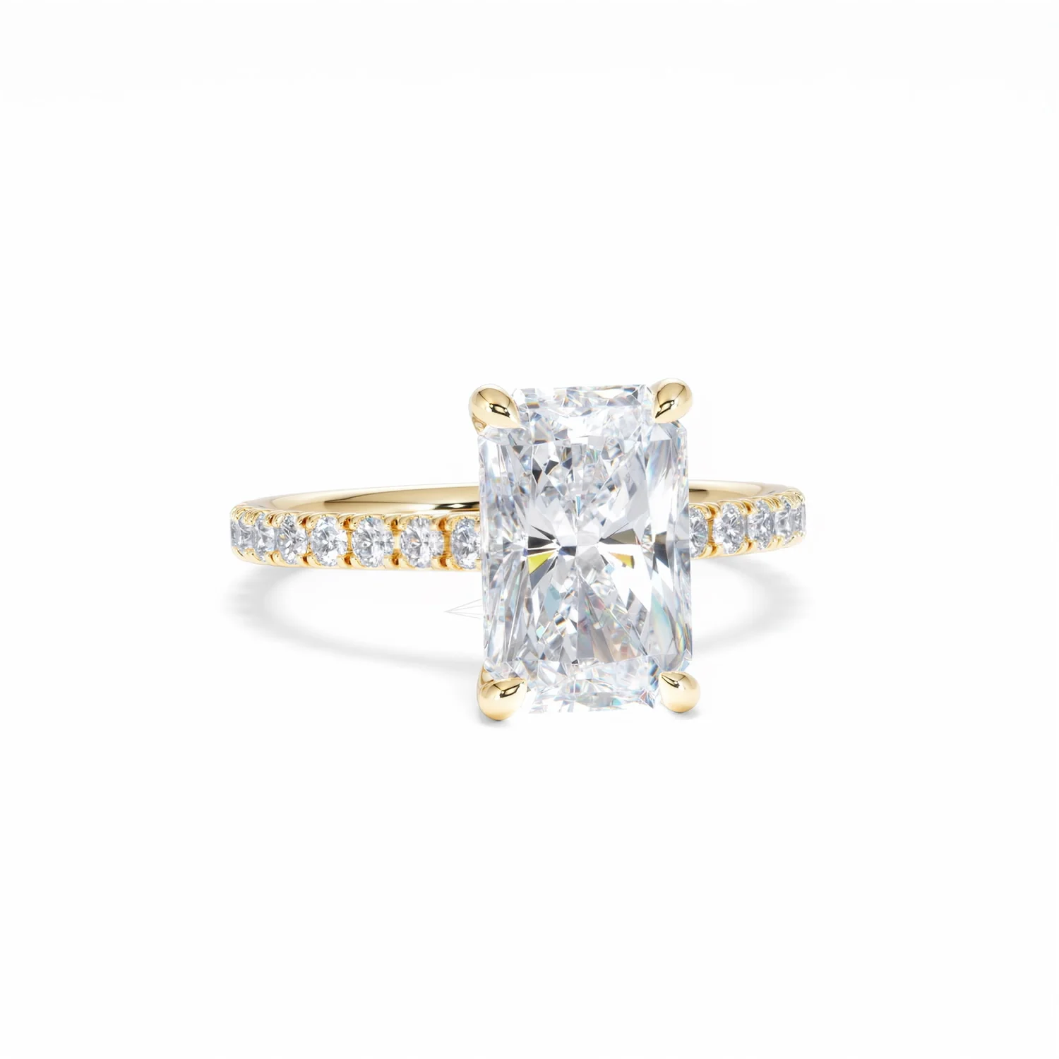 Amora Radiant 3.00ct Hidden Halo Lab Diamond Engagement Ring With Side Stones Set in 18K Gold - Image 12