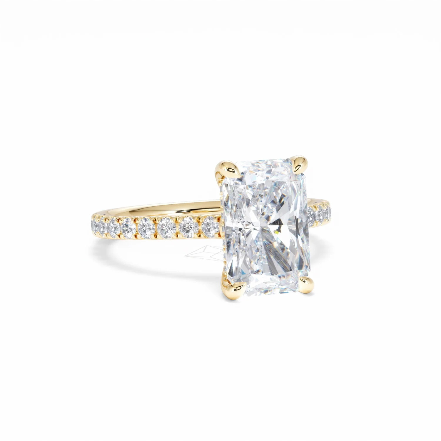 Amora Radiant 3.00ct Hidden Halo Lab Diamond Engagement Ring With Side Stones Set in 18K Gold - Image 14