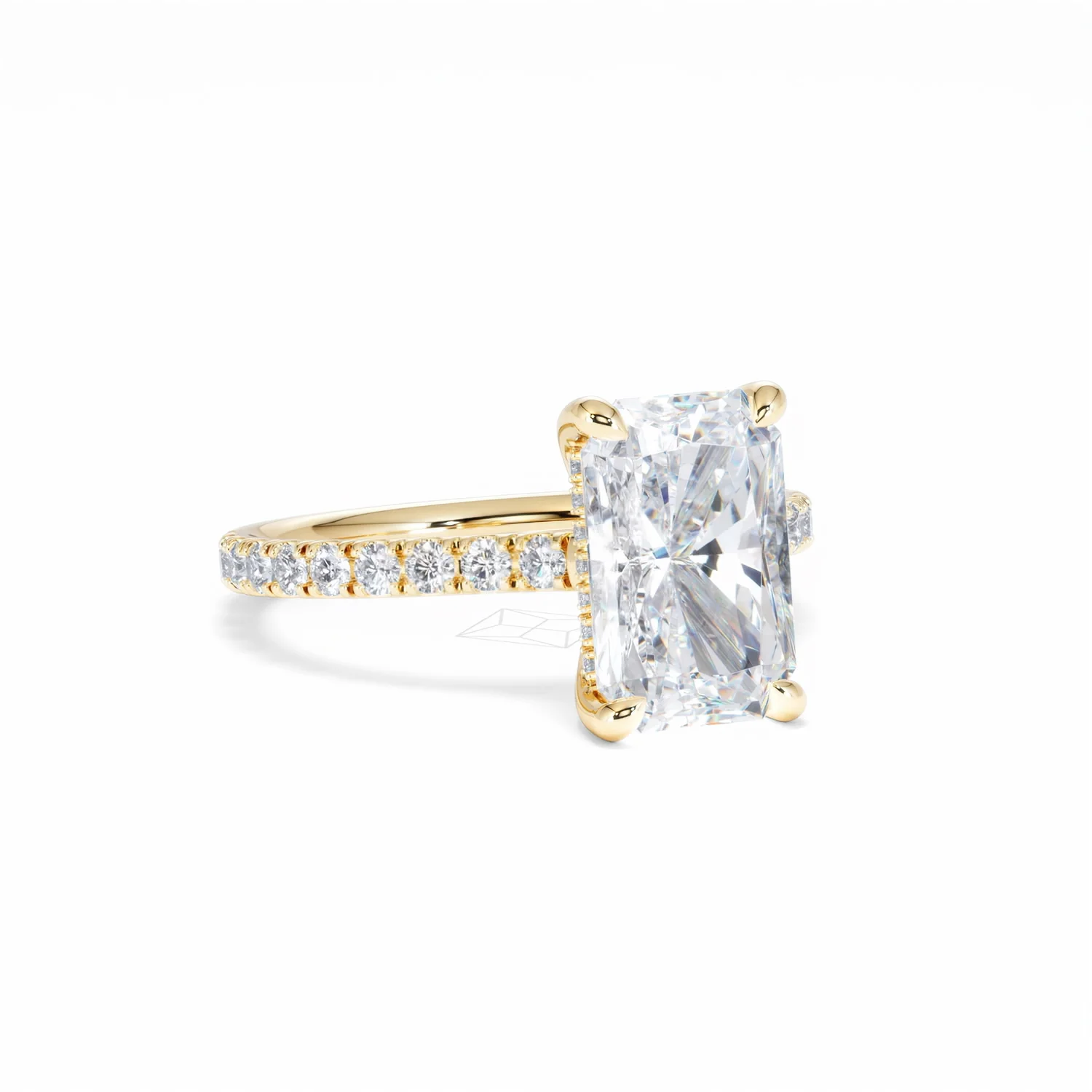 Amora Radiant 3.00ct Hidden Halo Lab Diamond Engagement Ring With Side Stones Set in 18K Gold - Image 15