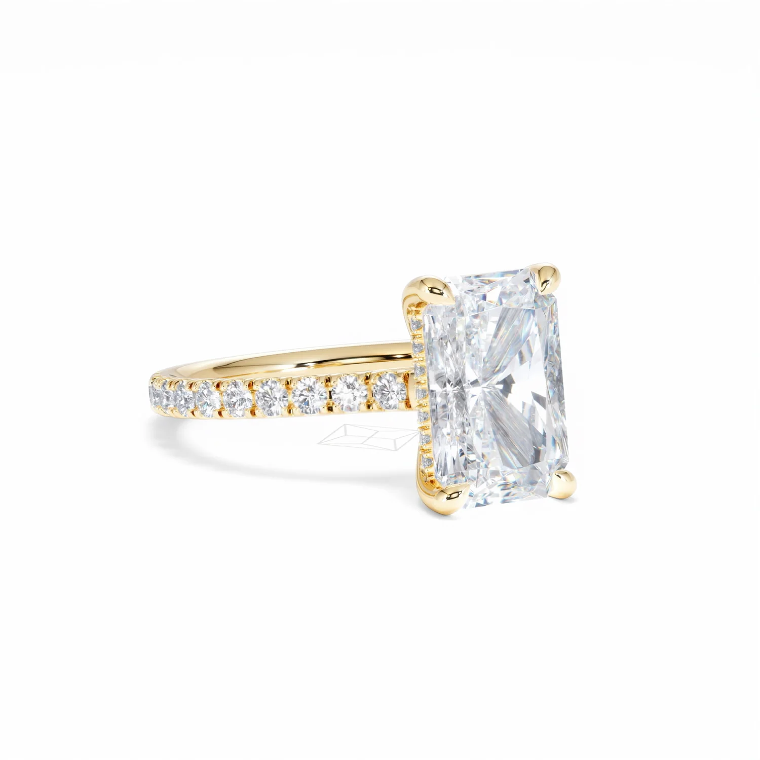 Amora Radiant 3.00ct Hidden Halo Lab Diamond Engagement Ring With Side Stones Set in 18K Gold - Image 16