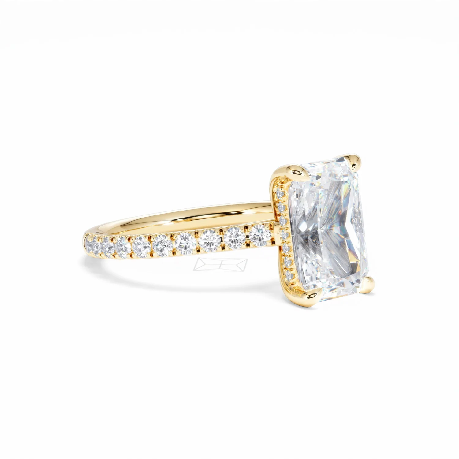 Amora Radiant 3.00ct Hidden Halo Lab Diamond Engagement Ring With Side Stones Set in 18K Gold - Image 19