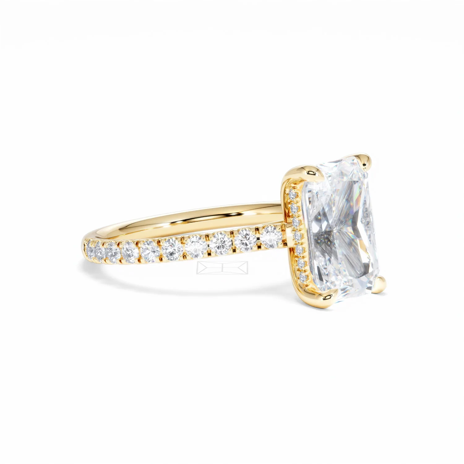 Amora Radiant 3.00ct Hidden Halo Lab Diamond Engagement Ring With Side Stones Set in 18K Gold - Image 20