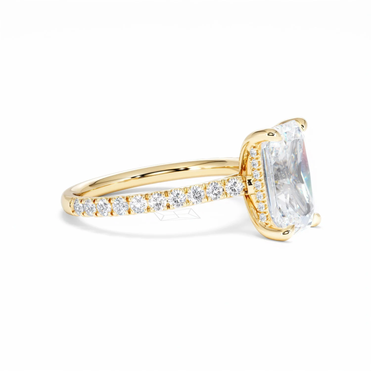 Amora Radiant 3.00ct Hidden Halo Lab Diamond Engagement Ring With Side Stones Set in 18K Gold - Image 23