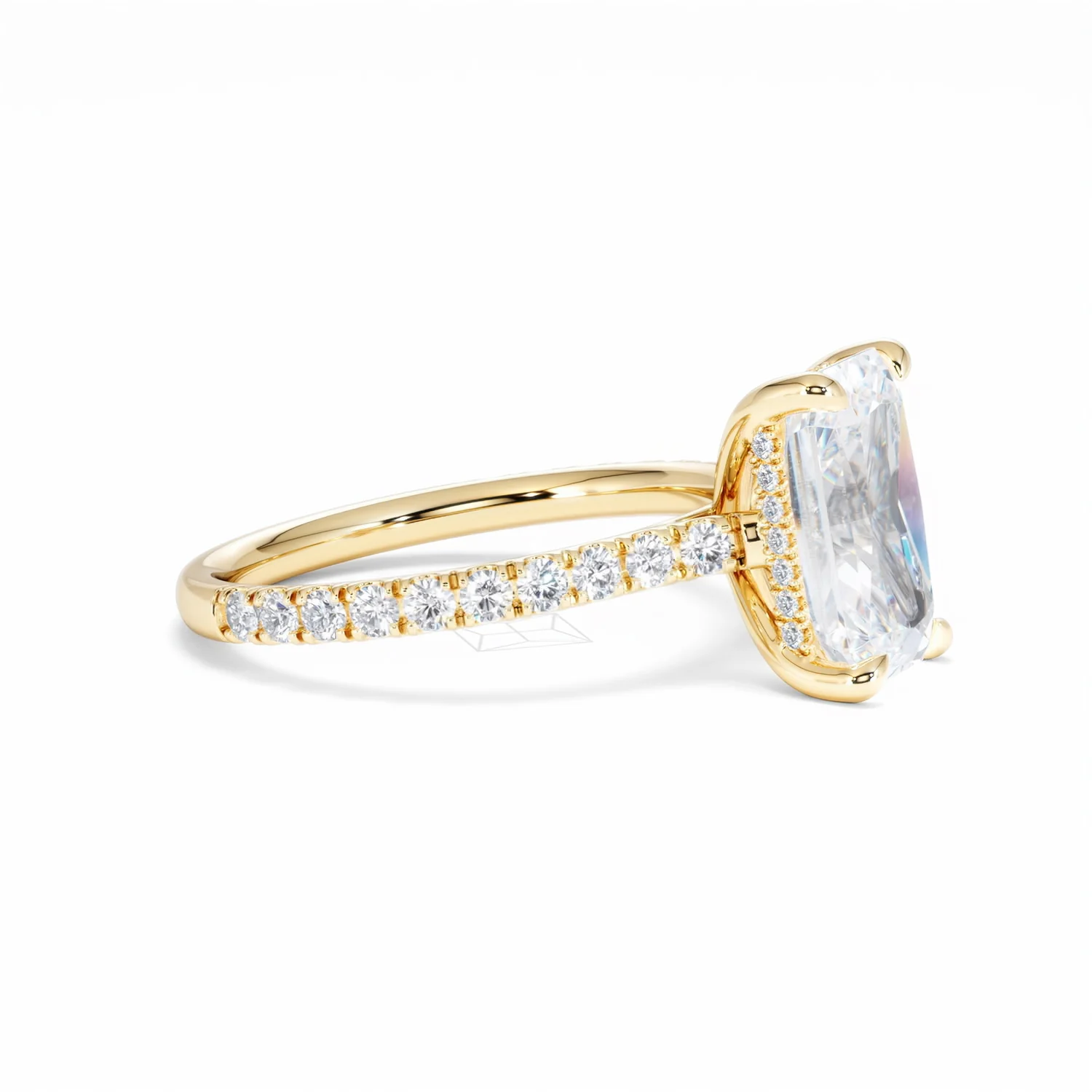 Amora Radiant 3.00ct Hidden Halo Lab Diamond Engagement Ring With Side Stones Set in 18K Gold - Image 24