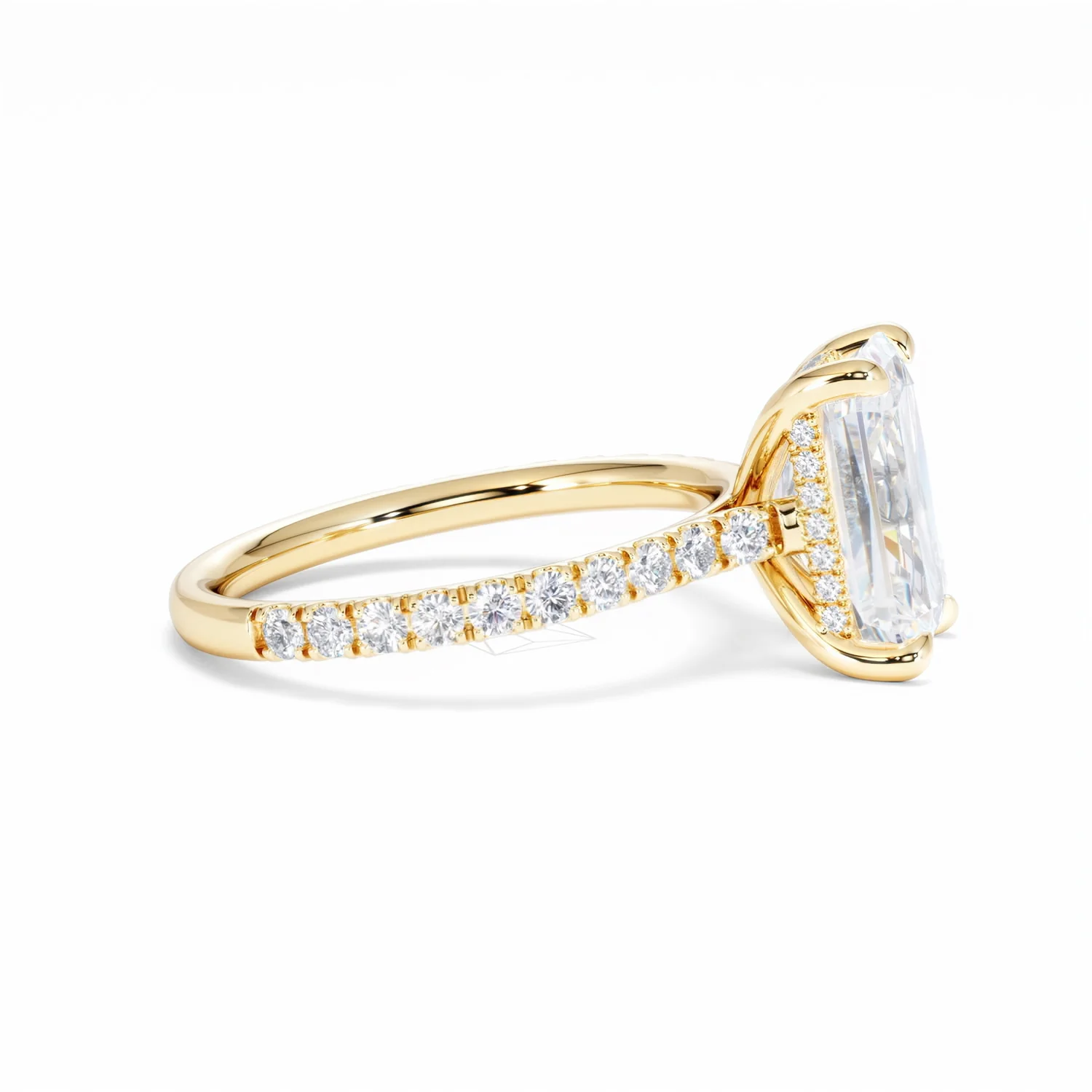 Amora Radiant 3.00ct Hidden Halo Lab Diamond Engagement Ring With Side Stones Set in 18K Gold - Image 27