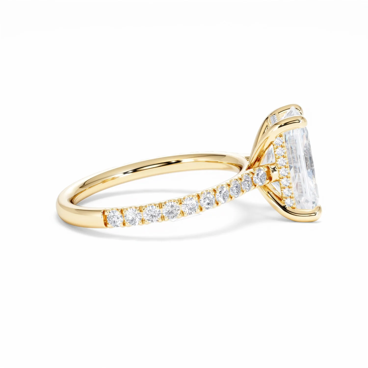 Amora Radiant 3.00ct Hidden Halo Lab Diamond Engagement Ring With Side Stones Set in 18K Gold - Image 30