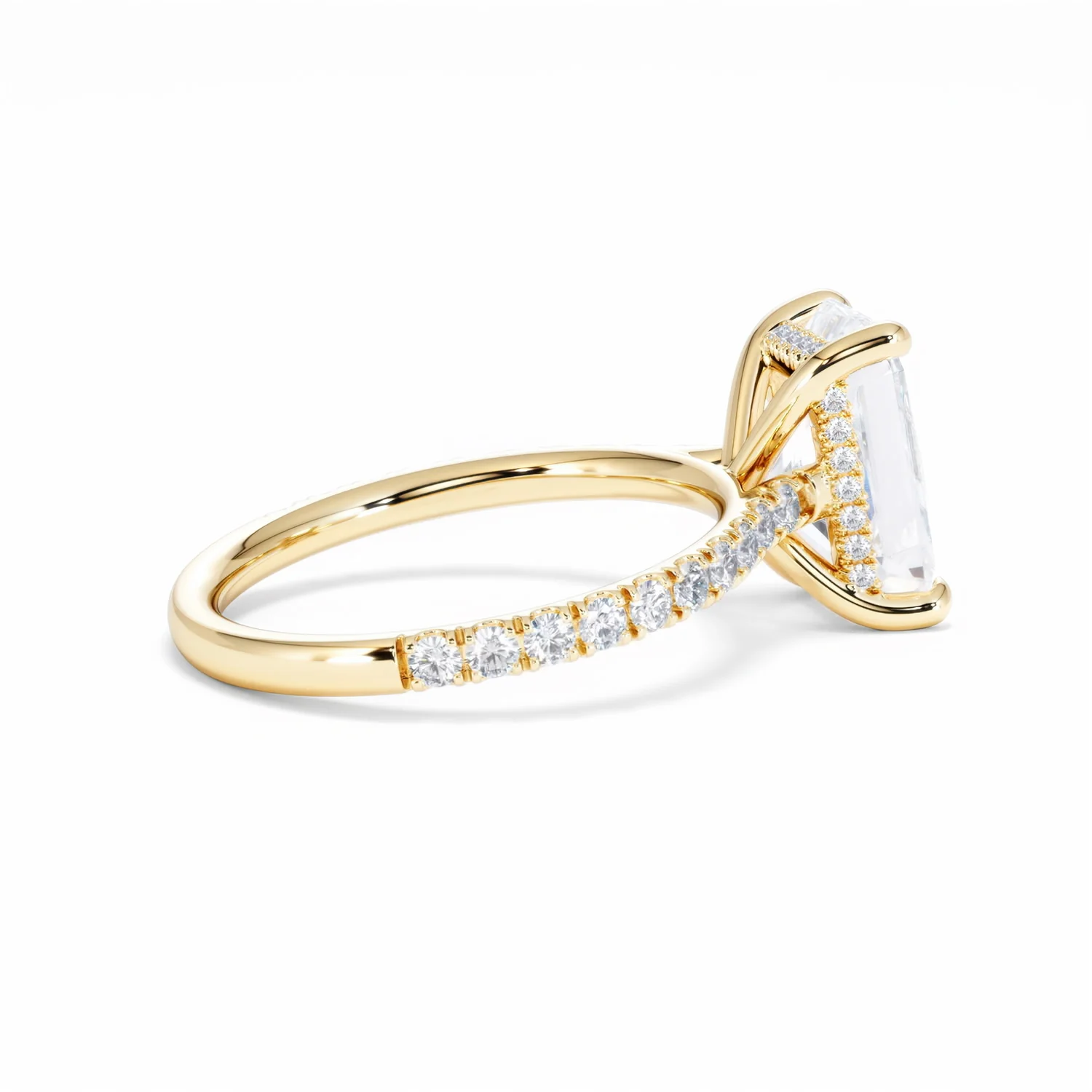 Amora Radiant 3.00ct Hidden Halo Lab Diamond Engagement Ring With Side Stones Set in 18K Gold - Image 34