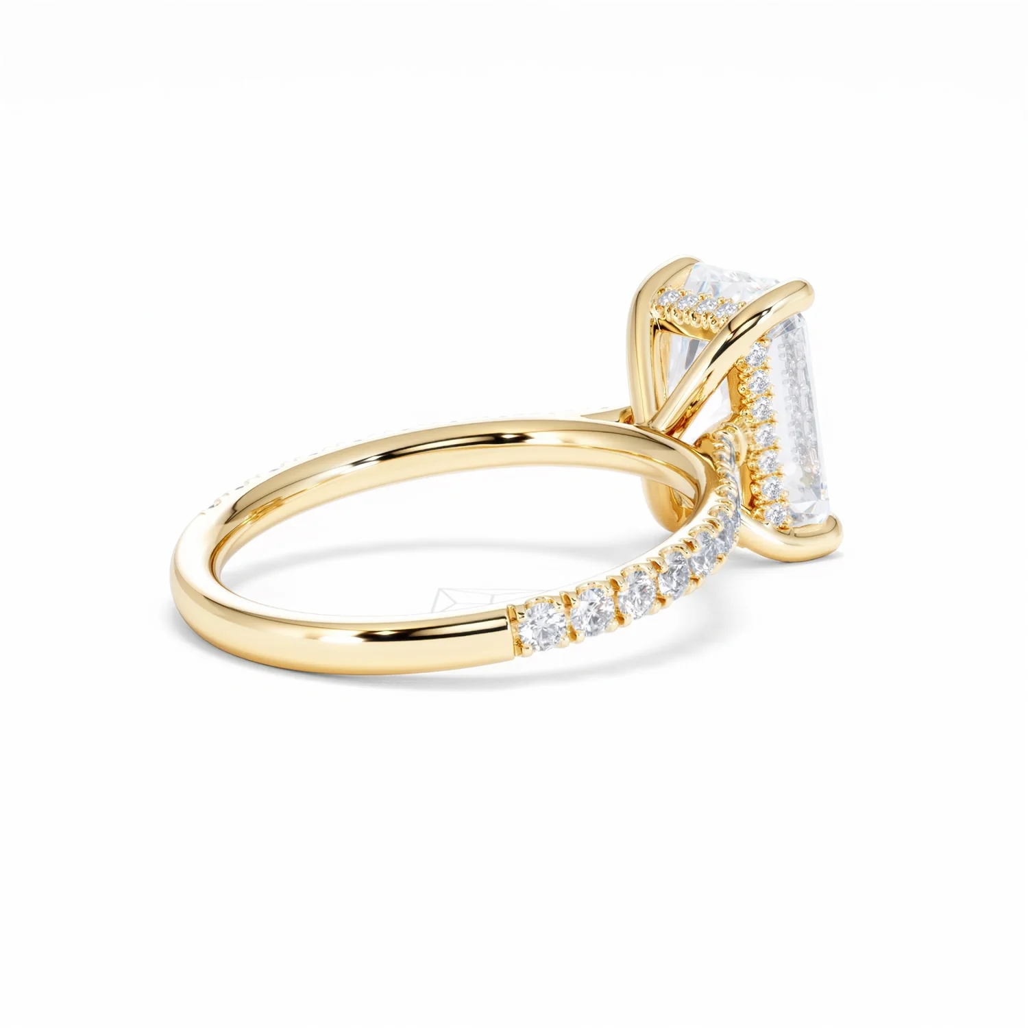 Amora Radiant 3.00ct Hidden Halo Lab Diamond Engagement Ring With Side Stones Set in 18K Gold - Image 39