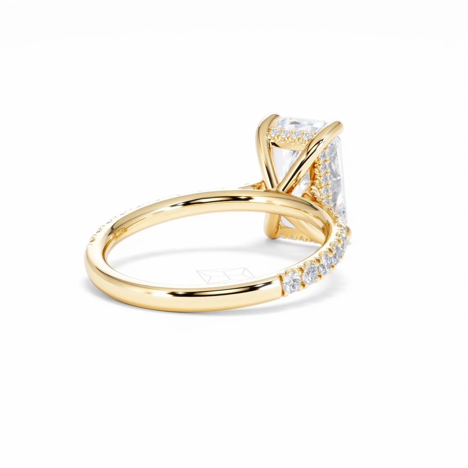 Amora Radiant 3.00ct Hidden Halo Lab Diamond Engagement Ring With Side Stones Set in 18K Gold - Image 43