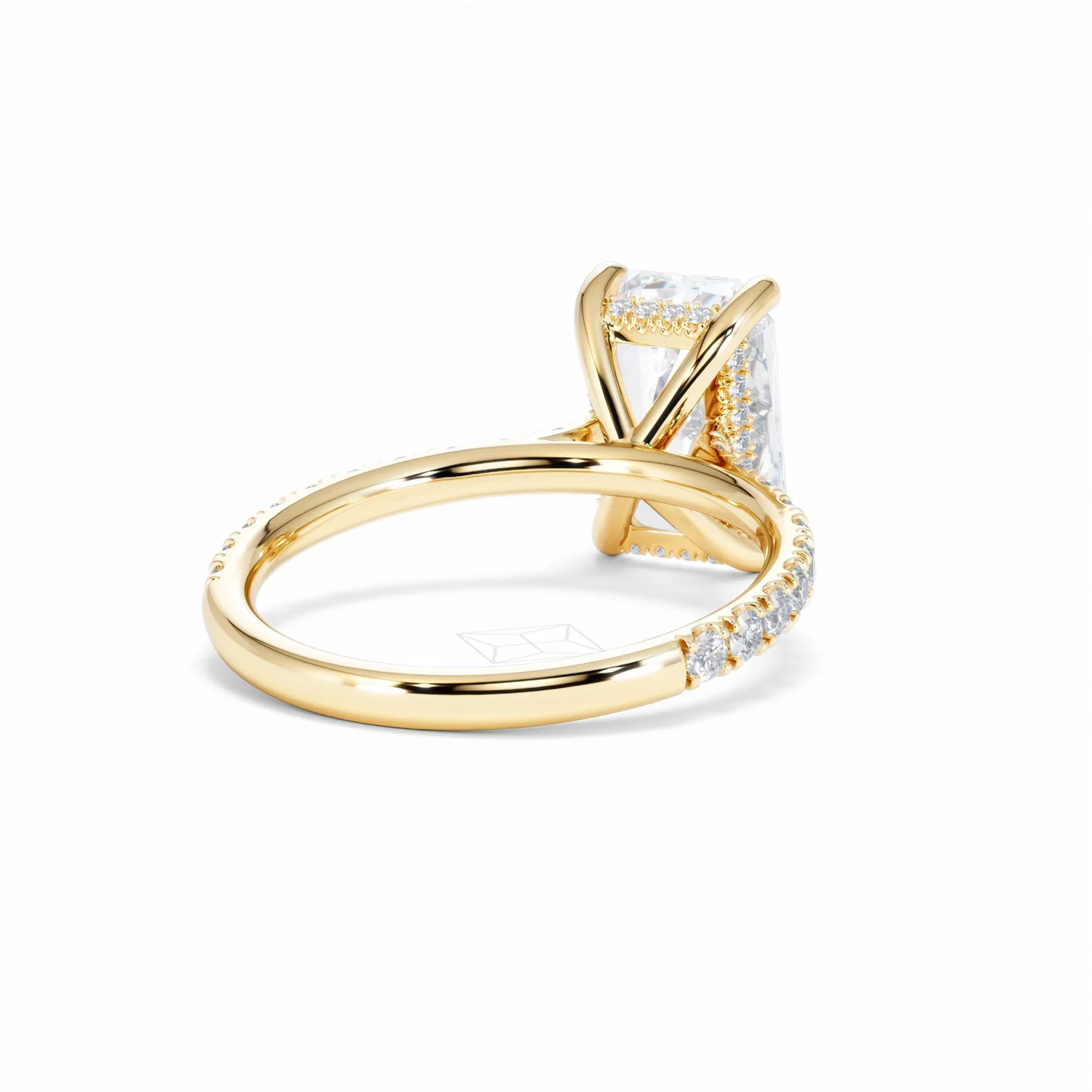 Amora Radiant 3.00ct Hidden Halo Lab Diamond Engagement Ring With Side Stones Set in 18K Gold - Image 44