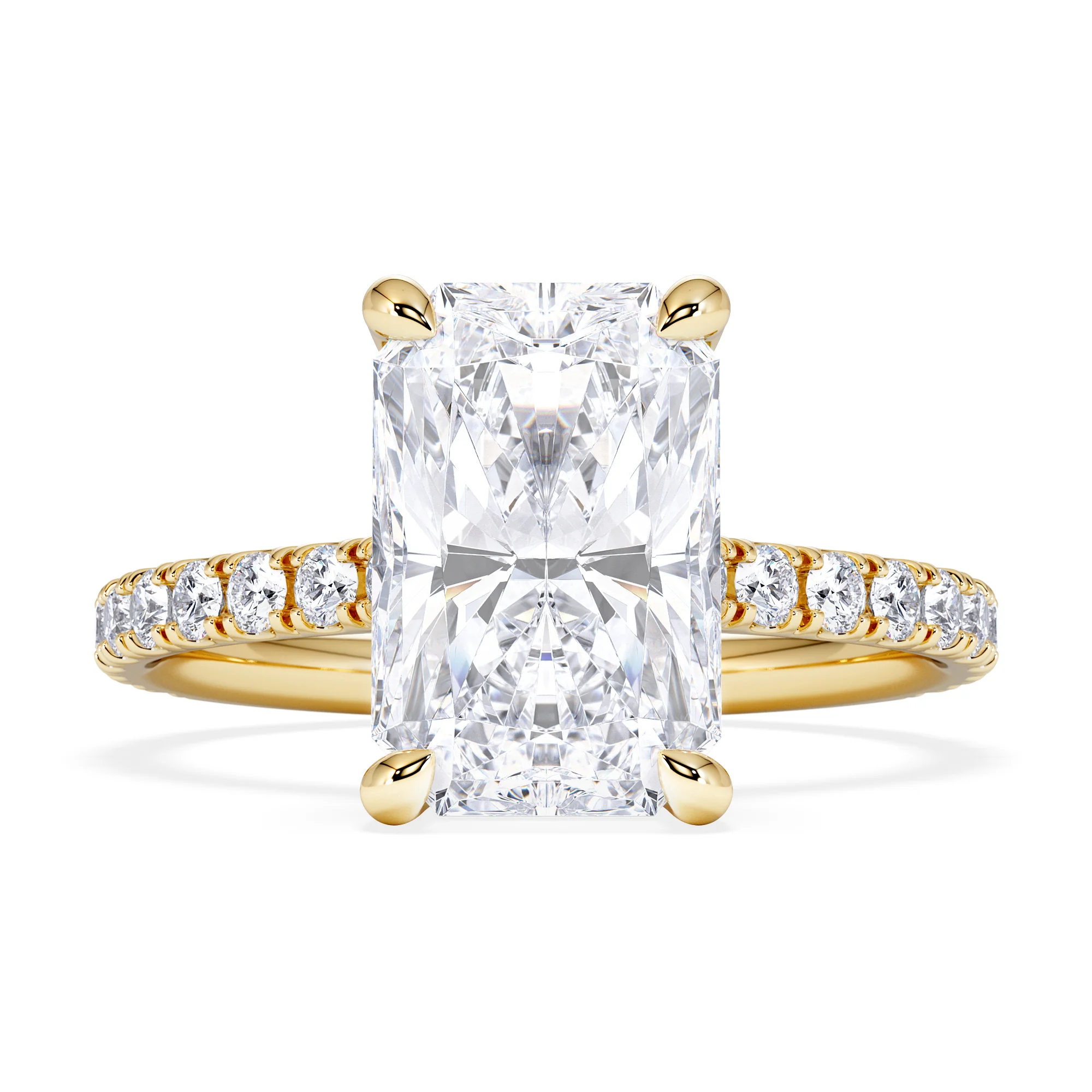 Amora Radiant 3.00ct Hidden Halo Lab Diamond Engagement Ring With Side Stones Set in 18K Gold - Image 5