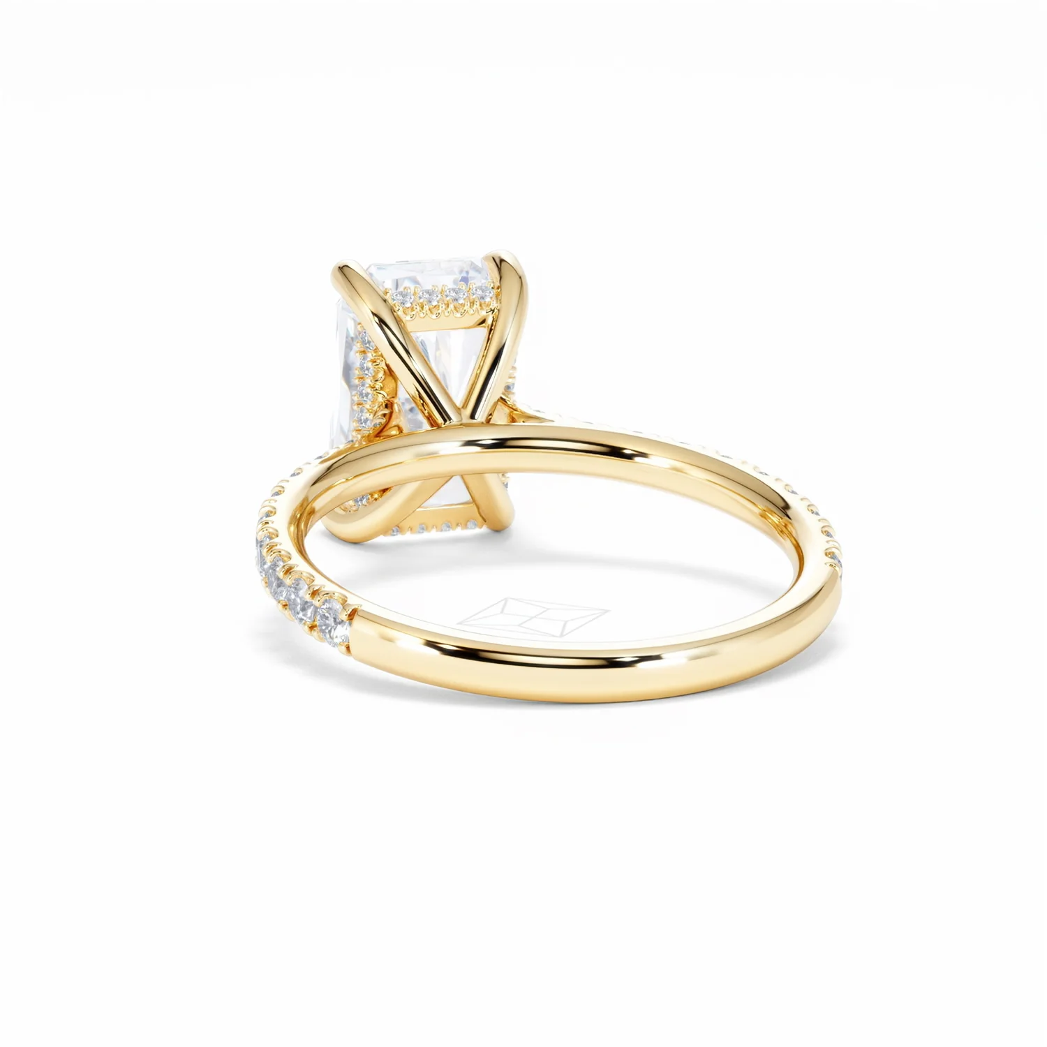 Amora Radiant 3.00ct Hidden Halo Lab Diamond Engagement Ring With Side Stones Set in 18K Gold - Image 54