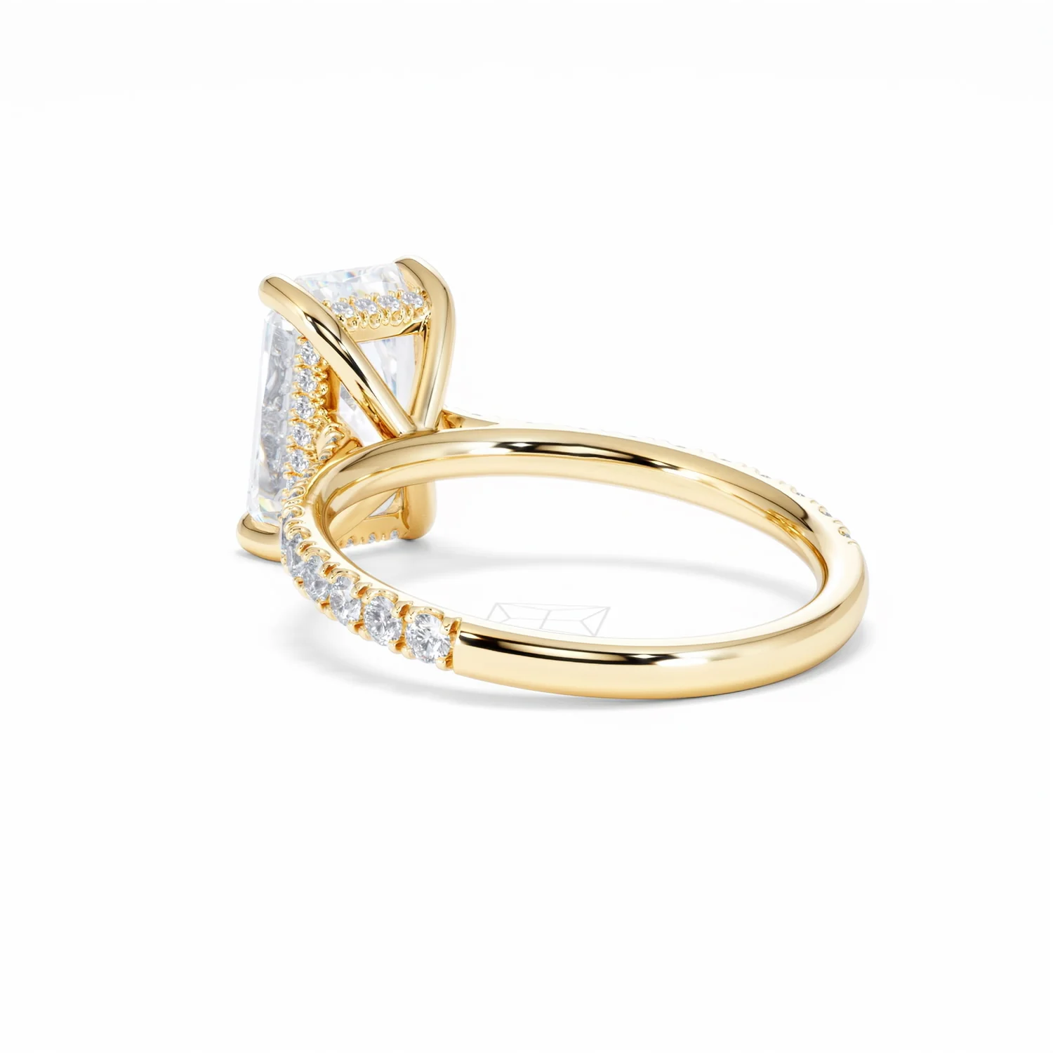 Amora Radiant 3.00ct Hidden Halo Lab Diamond Engagement Ring With Side Stones Set in 18K Gold - Image 58
