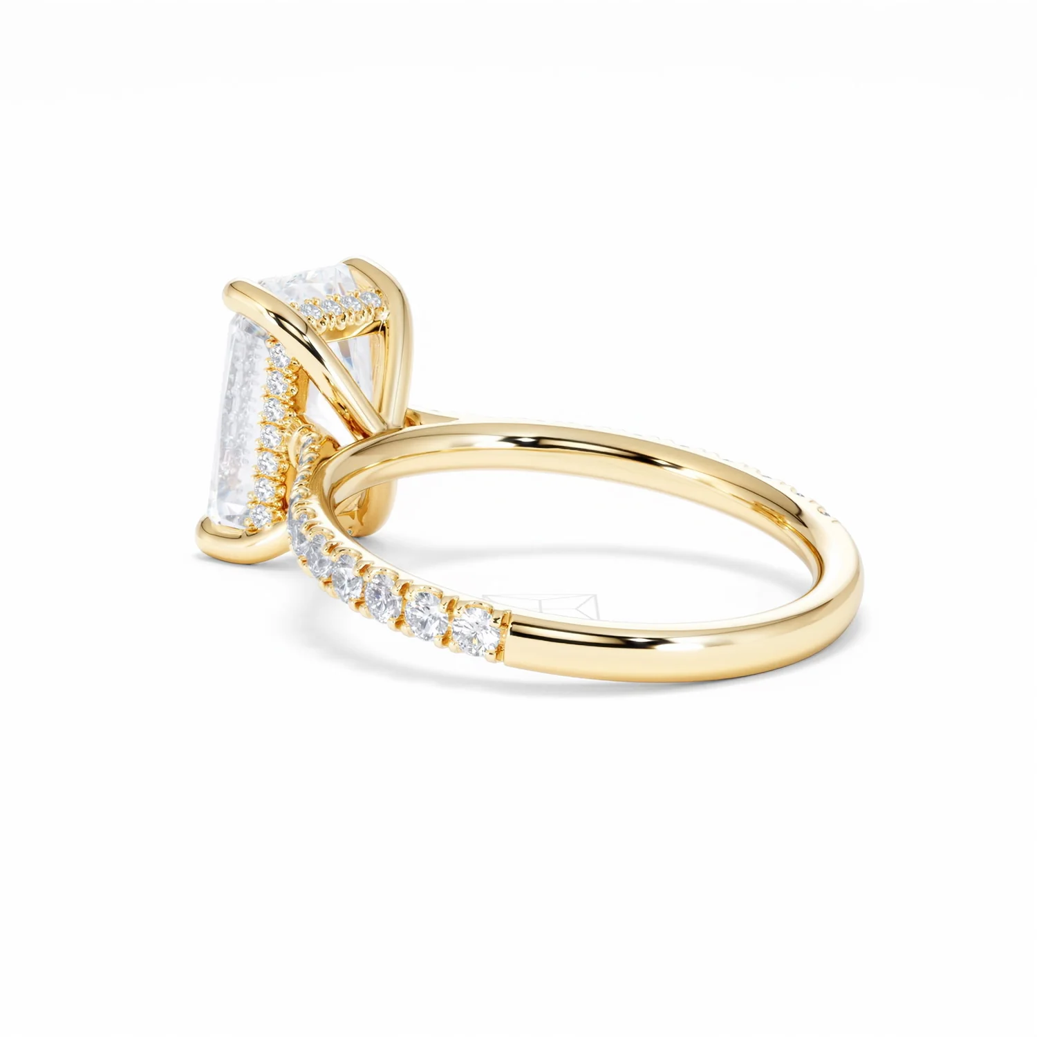 Amora Radiant 3.00ct Hidden Halo Lab Diamond Engagement Ring With Side Stones Set in 18K Gold - Image 60