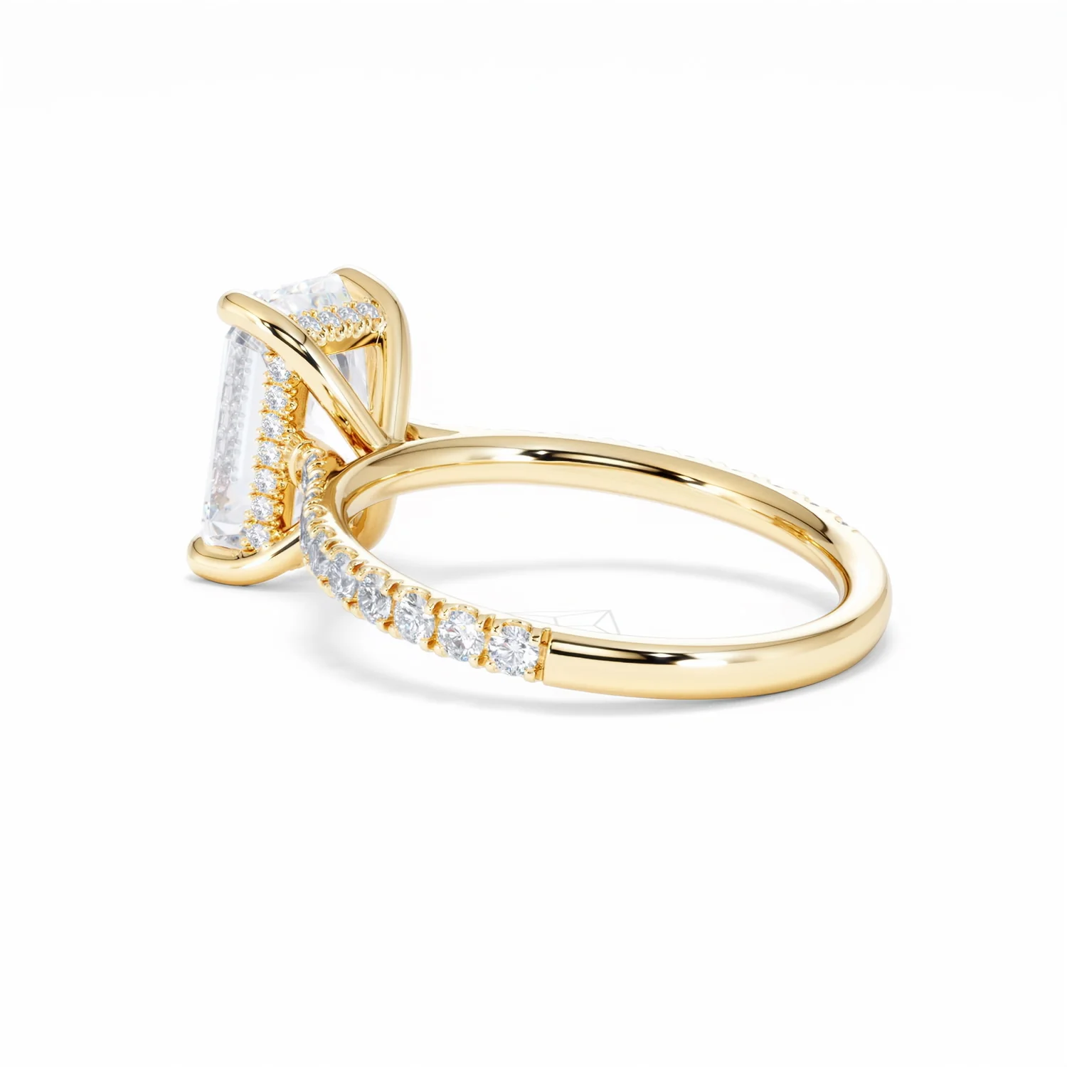 Amora Radiant 3.00ct Hidden Halo Lab Diamond Engagement Ring With Side Stones Set in 18K Gold - Image 61