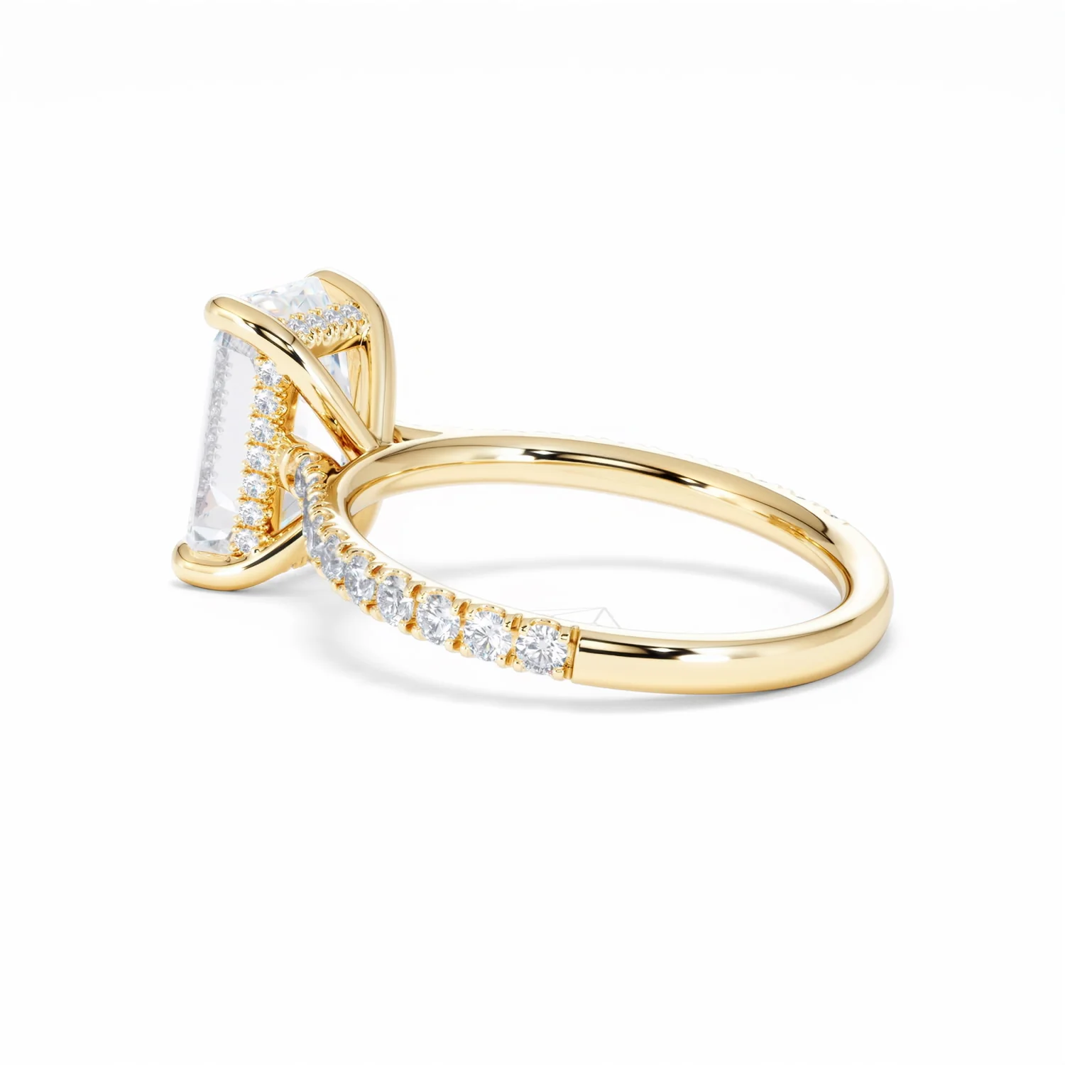 Amora Radiant 3.00ct Hidden Halo Lab Diamond Engagement Ring With Side Stones Set in 18K Gold - Image 62