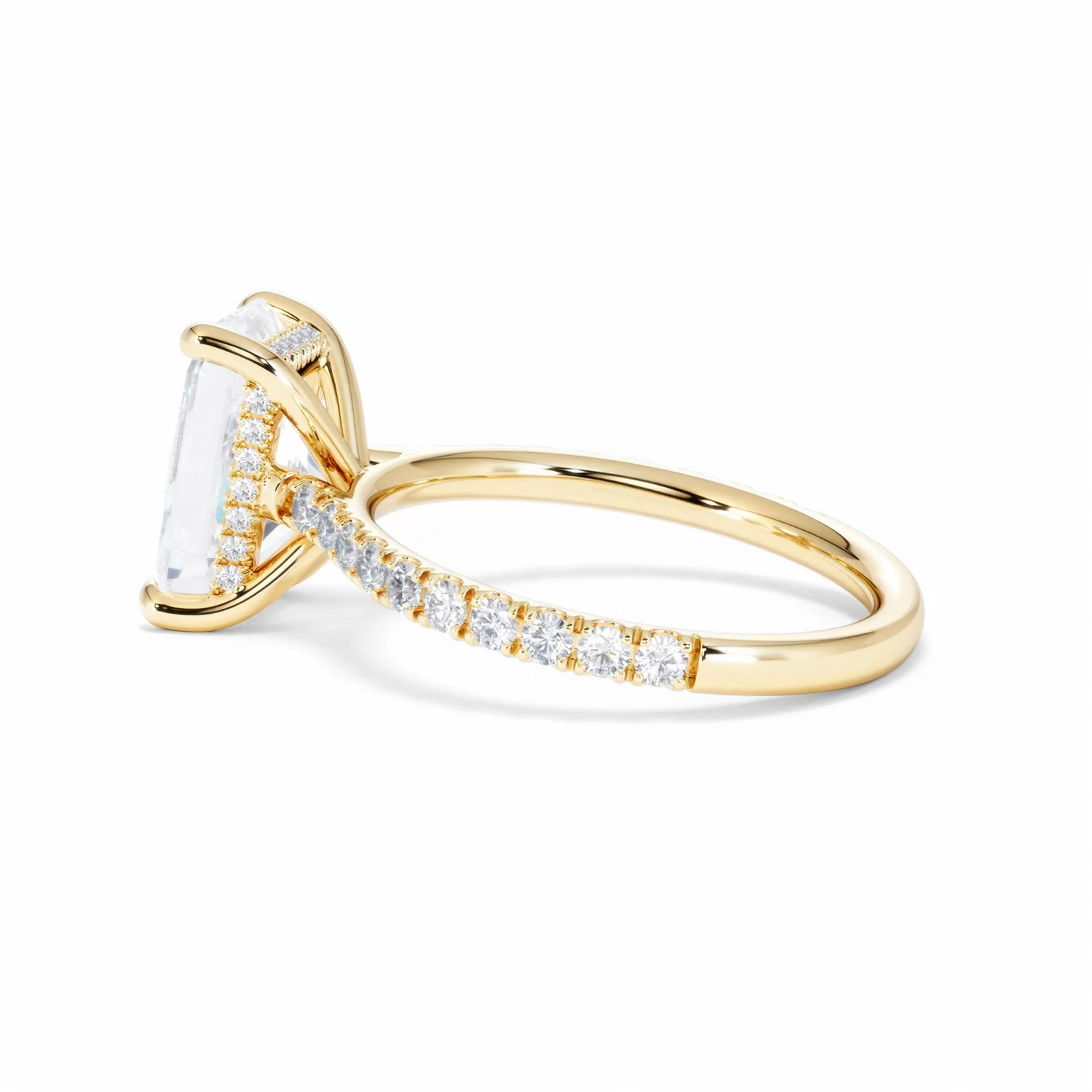 Amora Radiant 3.00ct Hidden Halo Lab Diamond Engagement Ring With Side Stones Set in 18K Gold - Image 66