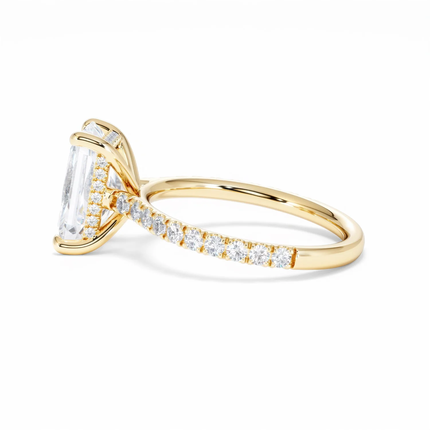 Amora Radiant 3.00ct Hidden Halo Lab Diamond Engagement Ring With Side Stones Set in 18K Gold - Image 68