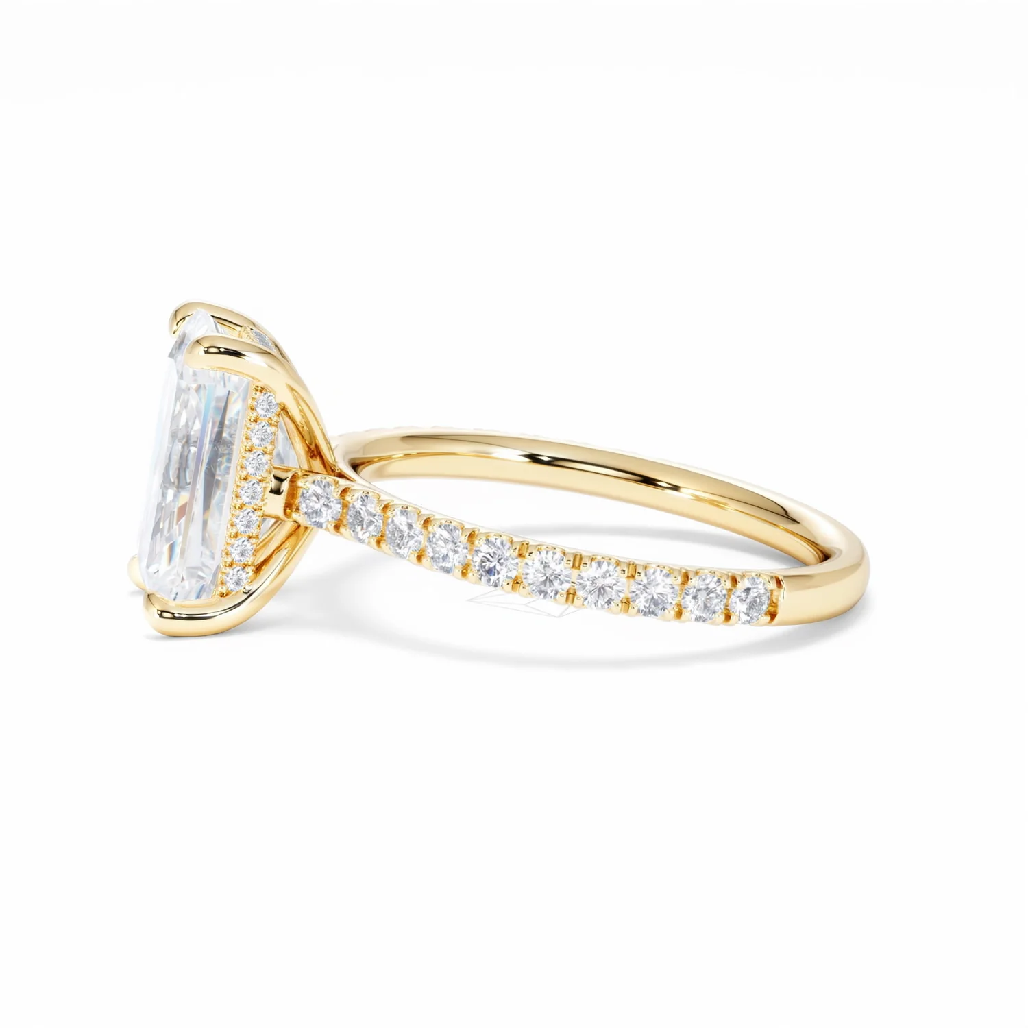 Amora Radiant 3.00ct Hidden Halo Lab Diamond Engagement Ring With Side Stones Set in 18K Gold - Image 72