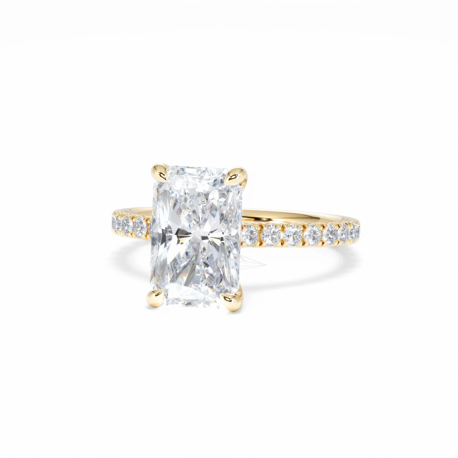 Amora Radiant 3.00ct Hidden Halo Lab Diamond Engagement Ring With Side Stones Set in 18K Gold - Image 87