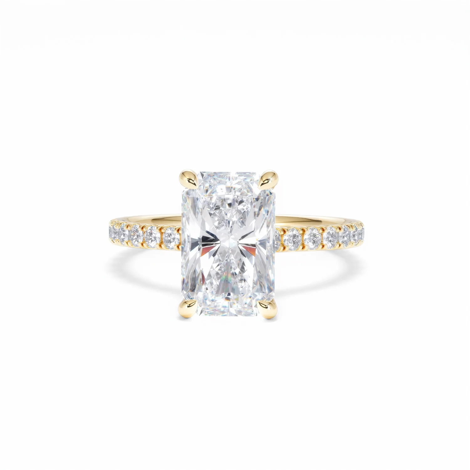 Amora Radiant 3.00ct Hidden Halo Lab Diamond Engagement Ring With Side Stones Set in 18K Gold - Image 89