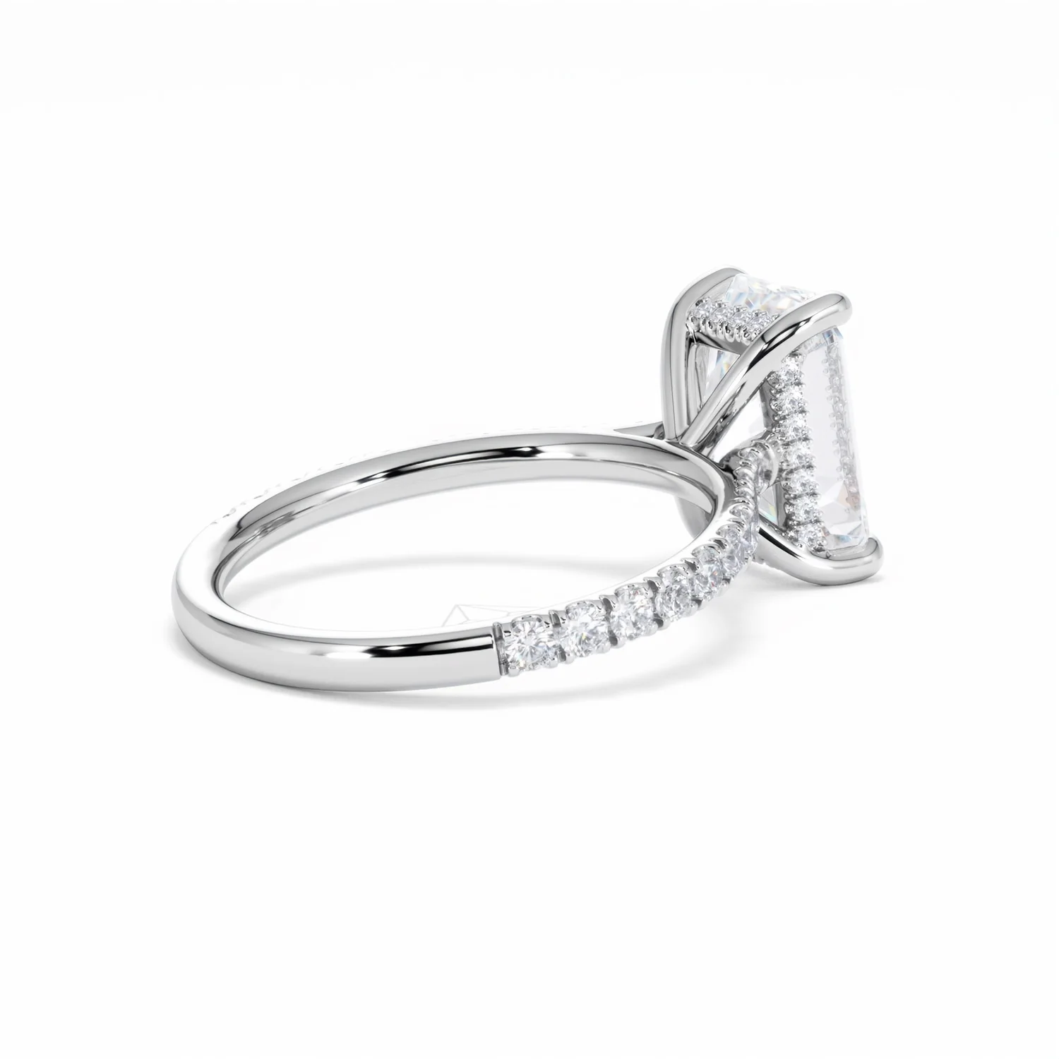 Amora Radiant 3.00ct Hidden Halo Lab Diamond Engagement Ring With Side Stones Set in 18K White Gold - Image 38
