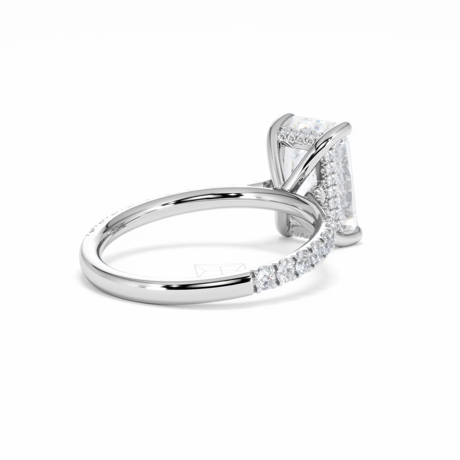 Amora Radiant 3.00ct Hidden Halo Lab Diamond Engagement Ring With Side Stones Set in 18K White Gold - Image 41