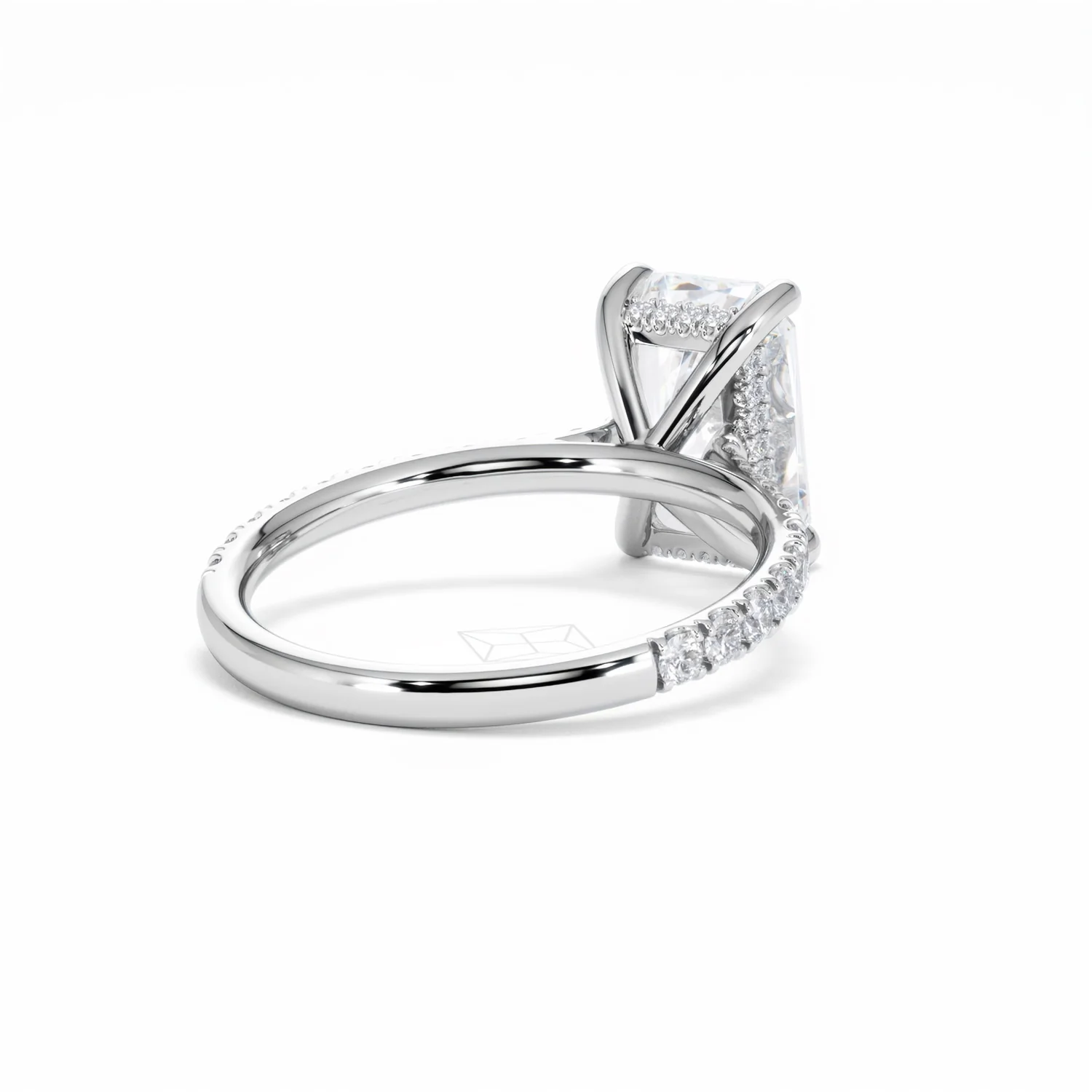 Amora Radiant 3.00ct Hidden Halo Lab Diamond Engagement Ring With Side Stones Set in 18K White Gold - Image 43