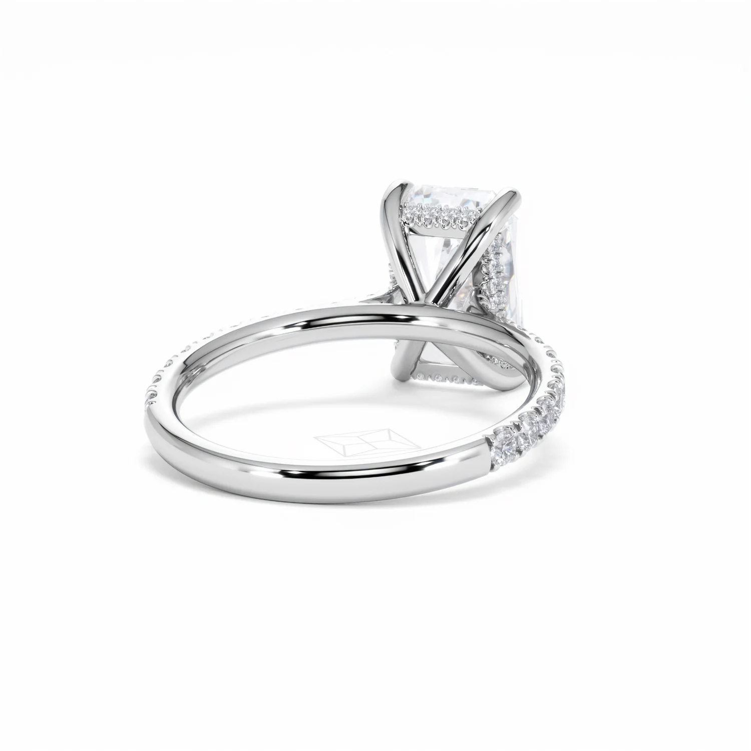 Amora Radiant 3.00ct Hidden Halo Lab Diamond Engagement Ring With Side Stones Set in 18K White Gold - Image 45