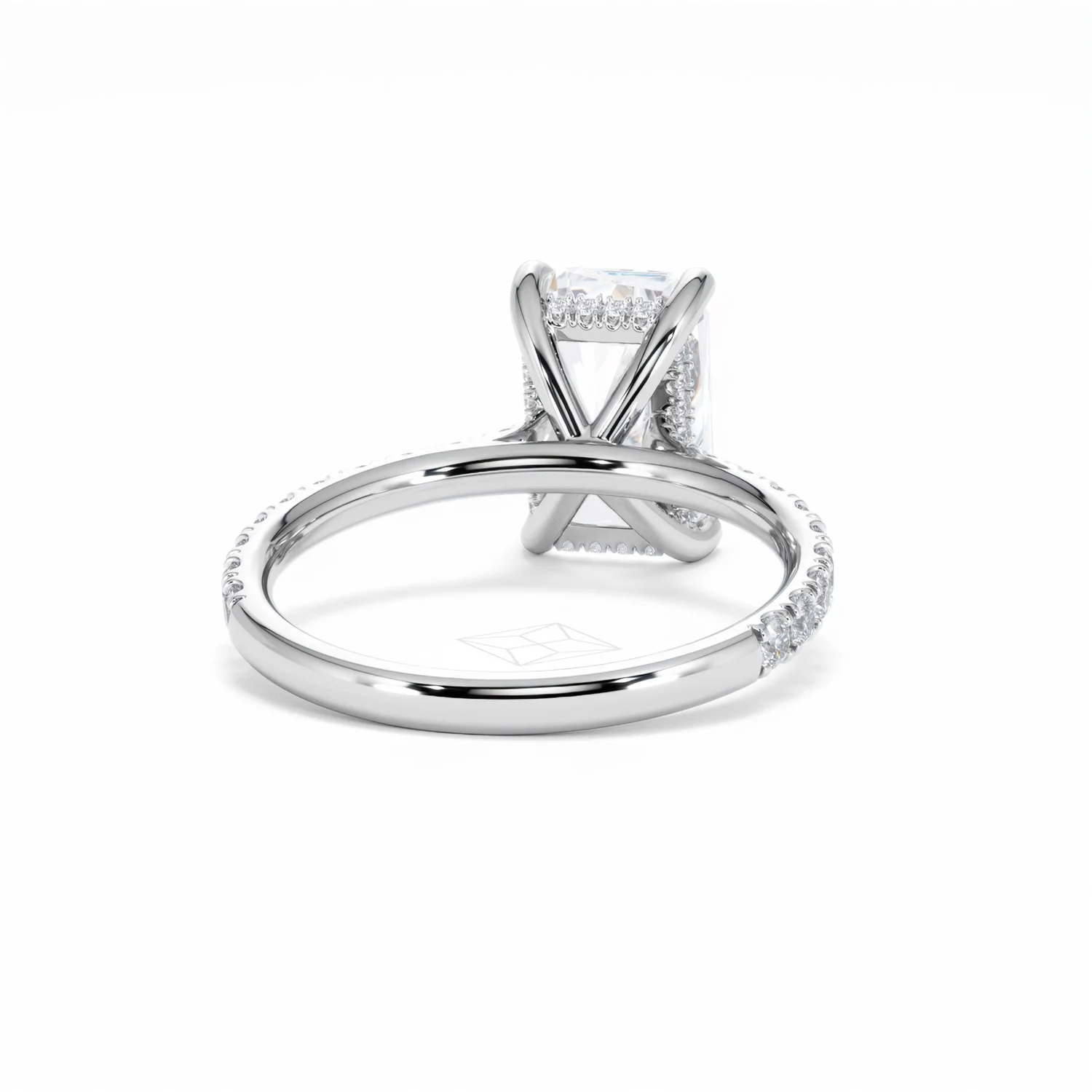 Amora Radiant 3.00ct Hidden Halo Lab Diamond Engagement Ring With Side Stones Set in 18K White Gold - Image 47