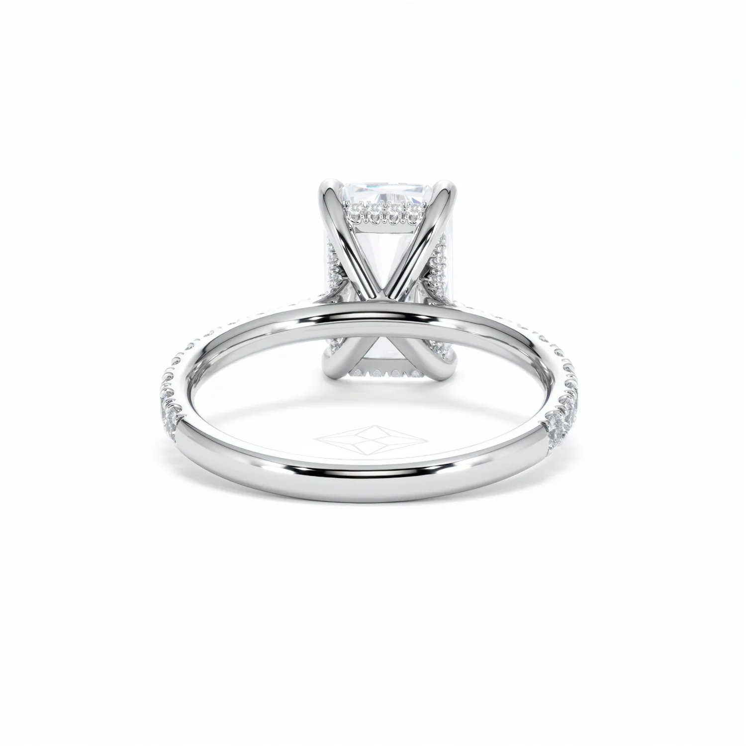 Amora Radiant 3.00ct Hidden Halo Lab Diamond Engagement Ring With Side Stones Set in 18K White Gold - Image 49