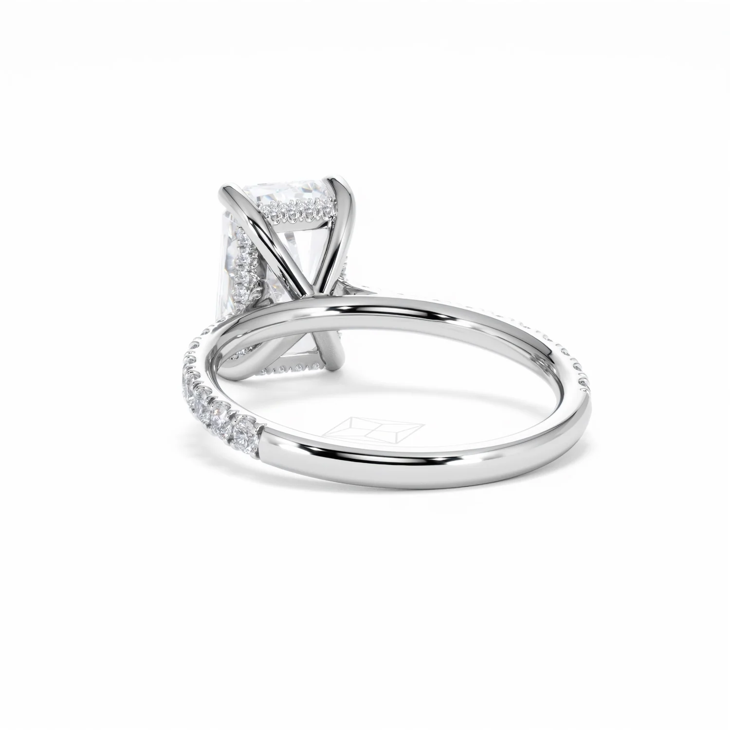 Amora Radiant 3.00ct Hidden Halo Lab Diamond Engagement Ring With Side Stones Set in 18K White Gold - Image 55