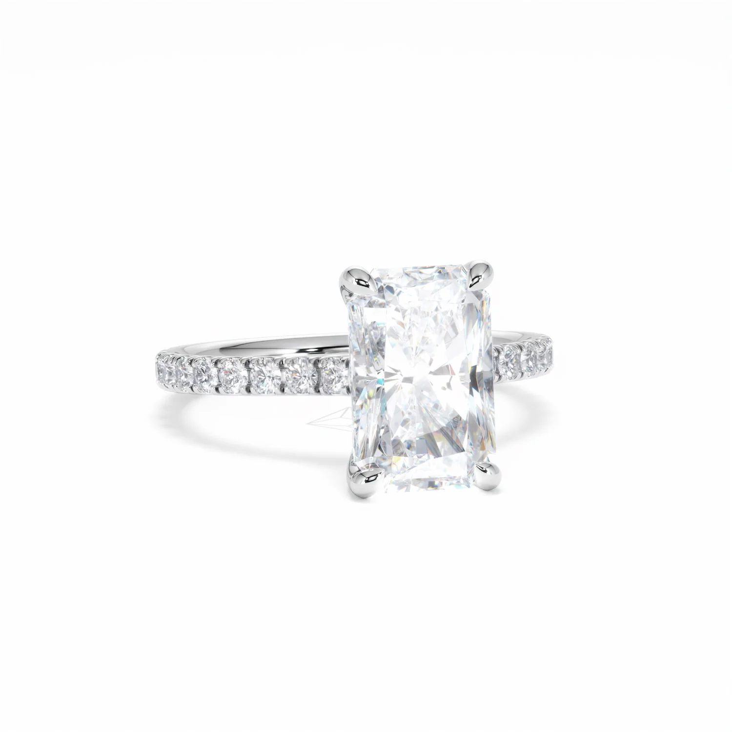 Amora Radiant 3.00ct Hidden Halo Lab Diamond Engagement Ring With Side Stones Set in Platinum - Image 13