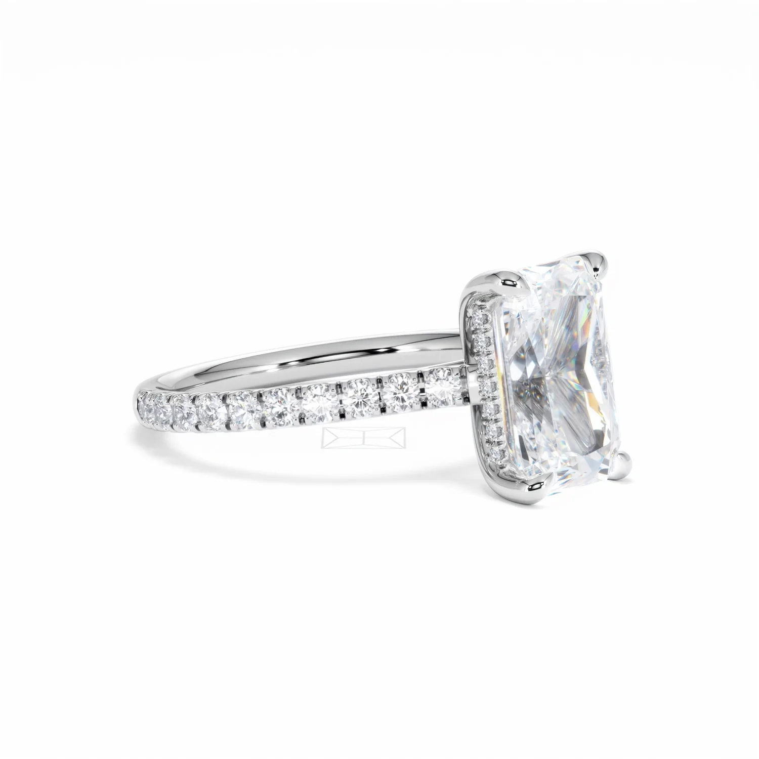 Amora Radiant 3.00ct Hidden Halo Lab Diamond Engagement Ring With Side Stones Set in Platinum - Image 20