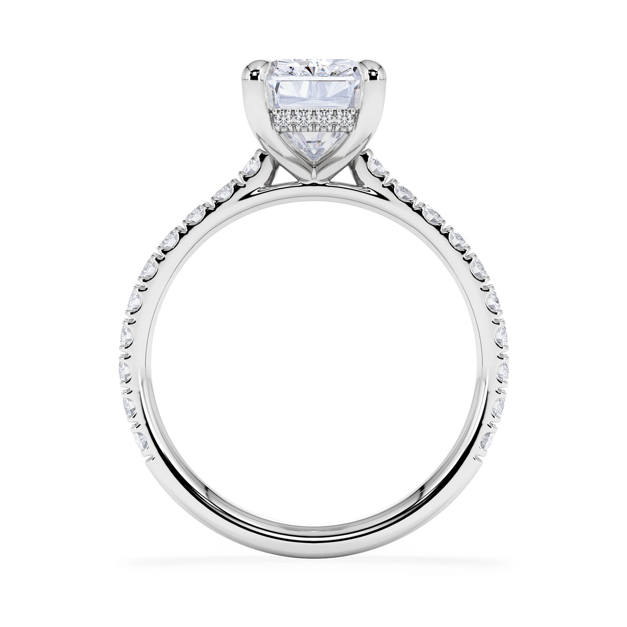 Amora Radiant 3.00ct Hidden Halo Lab Diamond Engagement Ring With Side Stones Set in Platinum - Image 3