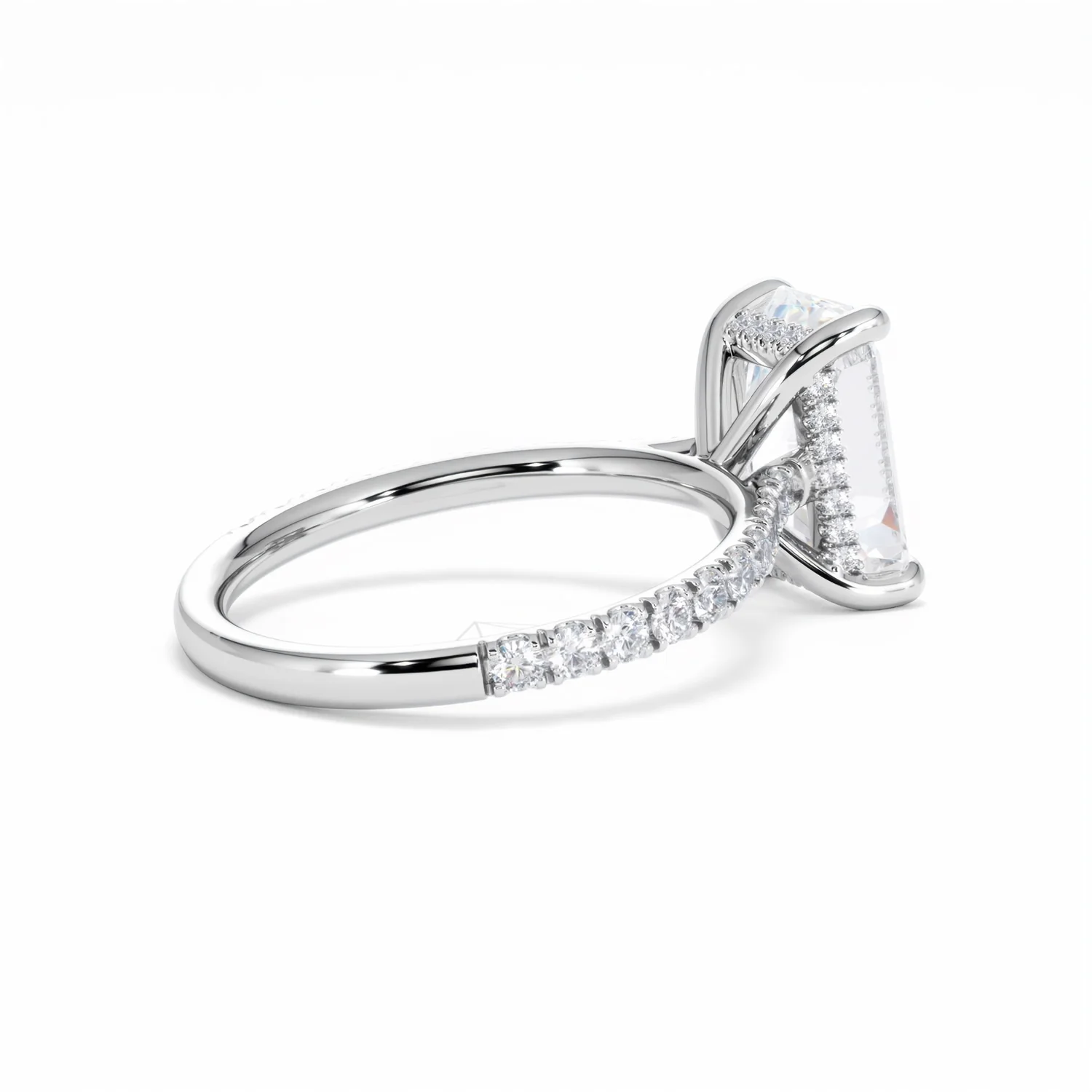Amora Radiant 3.00ct Hidden Halo Lab Diamond Engagement Ring With Side Stones Set in Platinum - Image 37