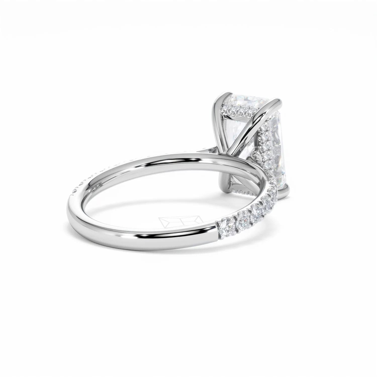 Amora Radiant 3.00ct Hidden Halo Lab Diamond Engagement Ring With Side Stones Set in Platinum - Image 42