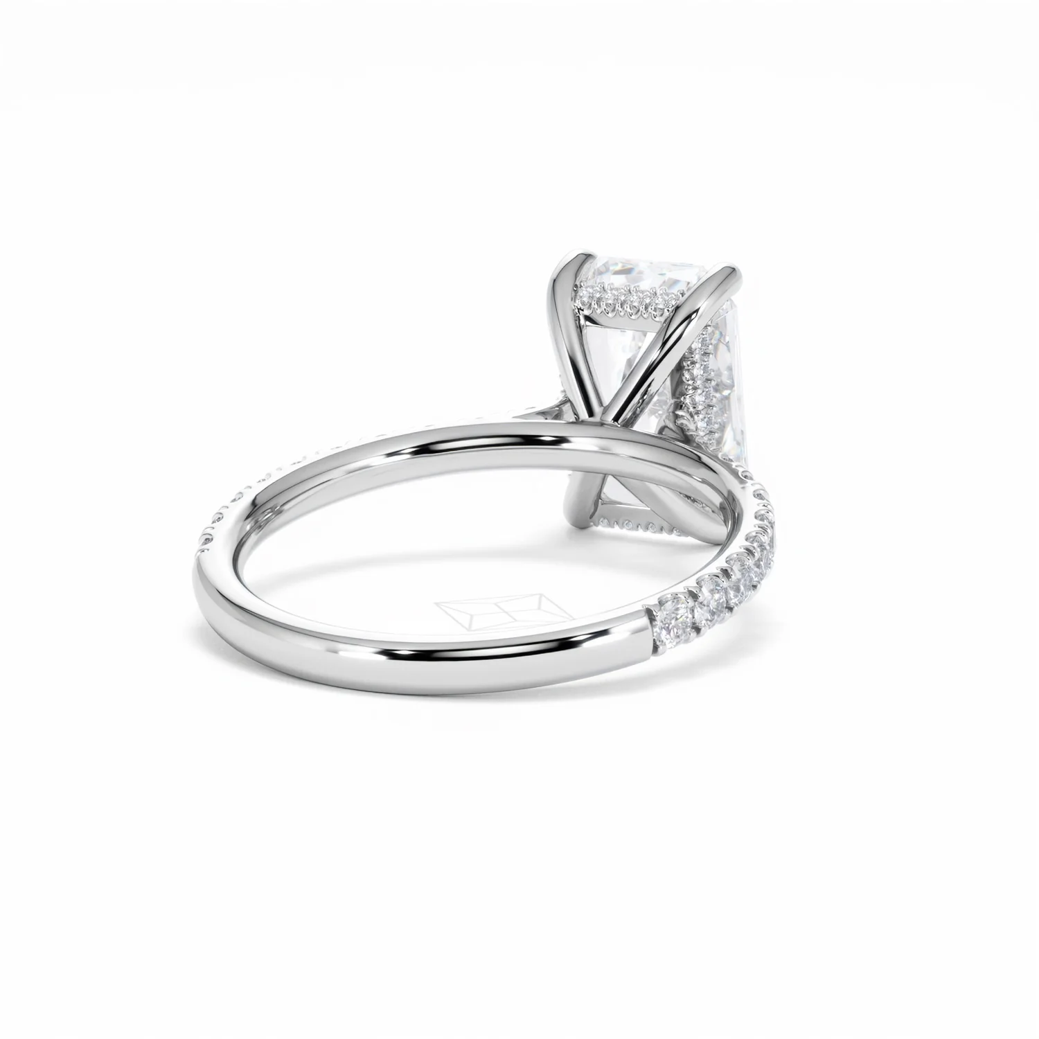 Amora Radiant 3.00ct Hidden Halo Lab Diamond Engagement Ring With Side Stones Set in Platinum - Image 44